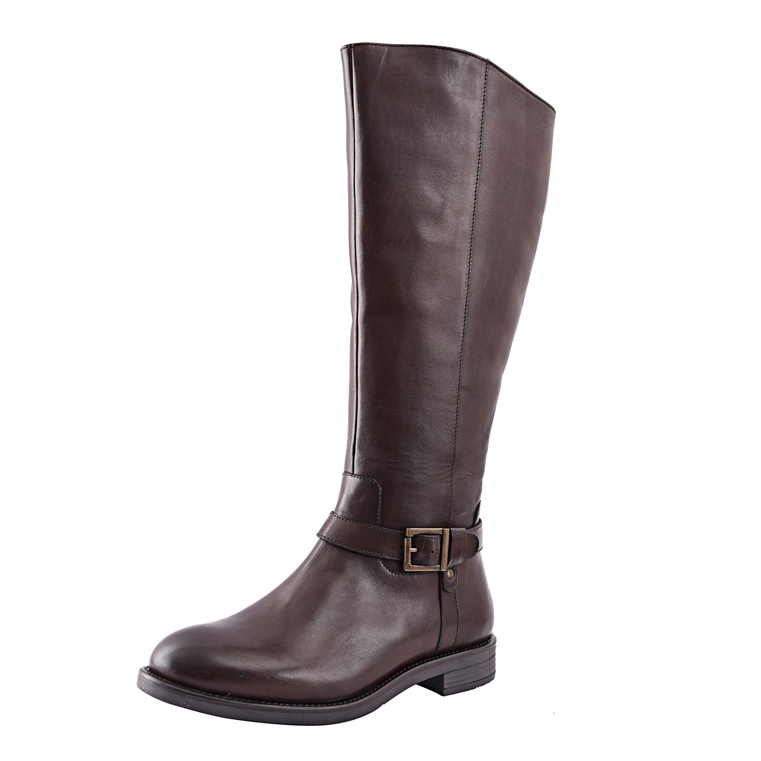 ALLONSI Women's Genuine Leather Knee High Riding Boots - Handmade Low Heel TPR Sole Zip Closure Long Boots for Women - Perfect for Everyday Wear, Horseback Riding & Winter Fashion