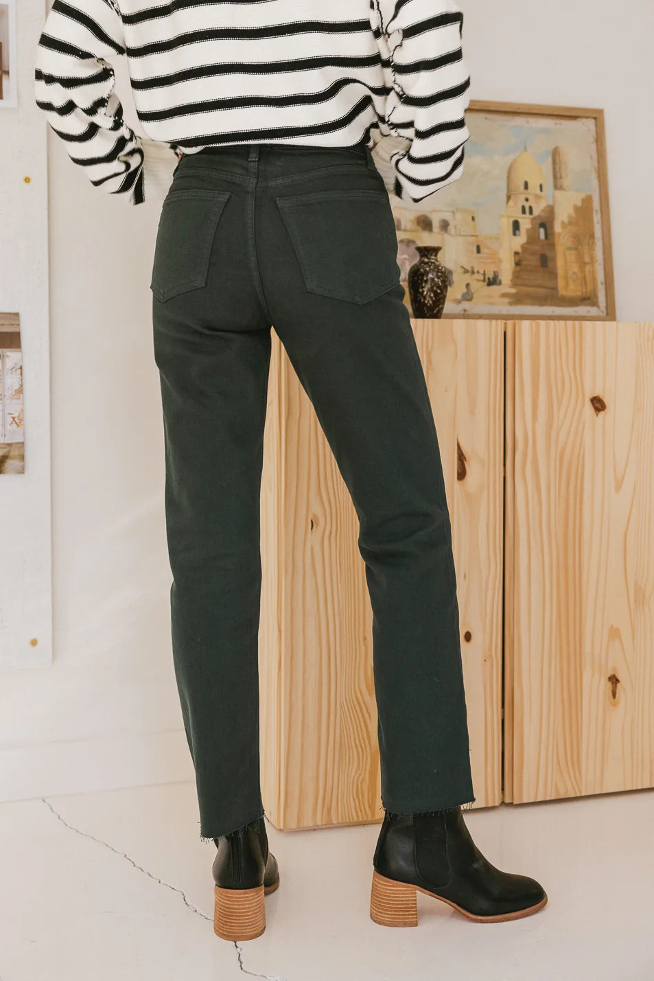 Amara Straight Leg Jeans for Women - Emerald Green Denim Pants | High Waist, Comfort Fit | Perfect for Casual Wear, Office & Date Night