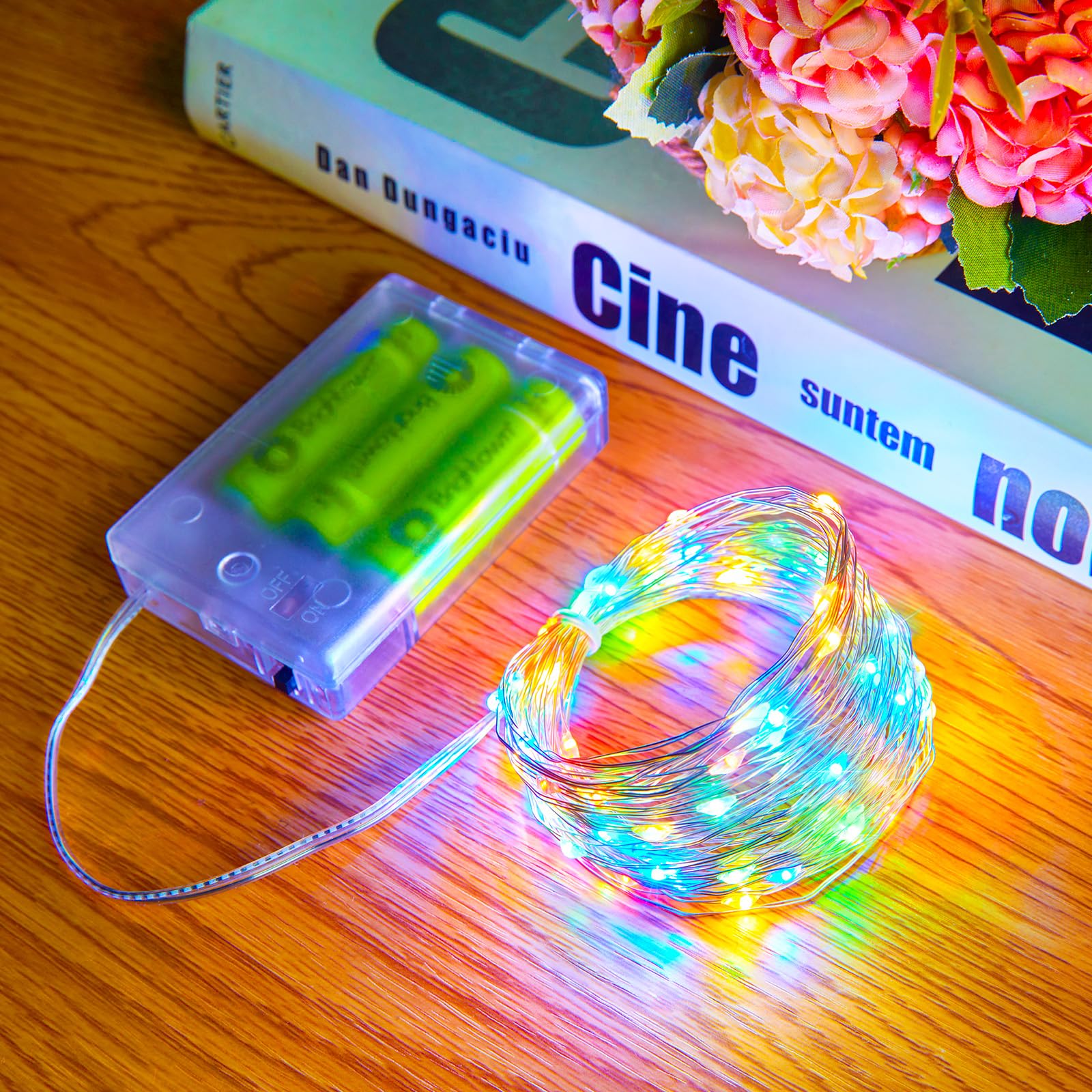 Minetom 33ft 100 LED Battery Operated Fairy String Lights - Waterproof Twinkle Lights for Mason Jars, Indoor, Home, Wedding & Christmas Decorations (Multicolor) | Perfect for Bedroom, Garden, Party & Holiday Lighting