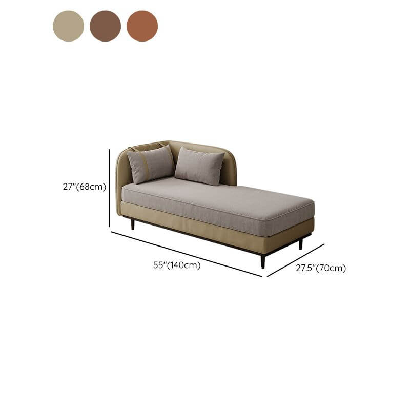 Minimalist Solid Color Cushioned Left Arm Chaise Bench with Tuxedo Arm & 2 Pillows - Modern Living Room Sofa for Small Spaces, Apartment Lounge & Bedroom Seating