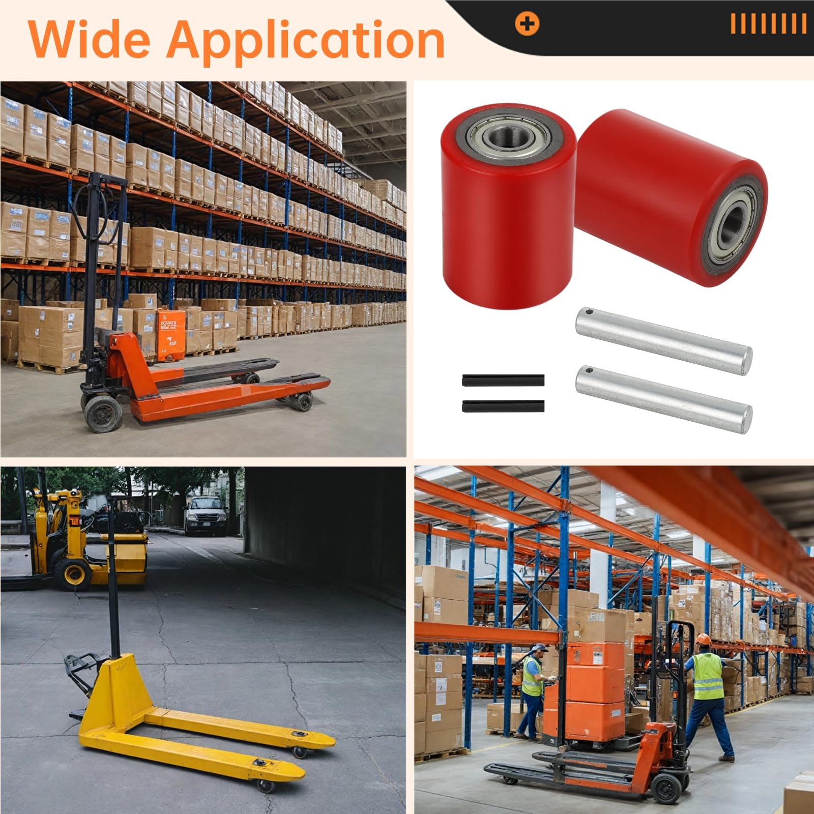 Homaisson 2 Pair Pallet Jack Load Wheels - 3” x 3.75” Replacement Wheels with Bearings (ID 20mm) for Manual Pallet Jacks & Lift Trucks - Durable Warehouse Equipment for Smooth Material Handling