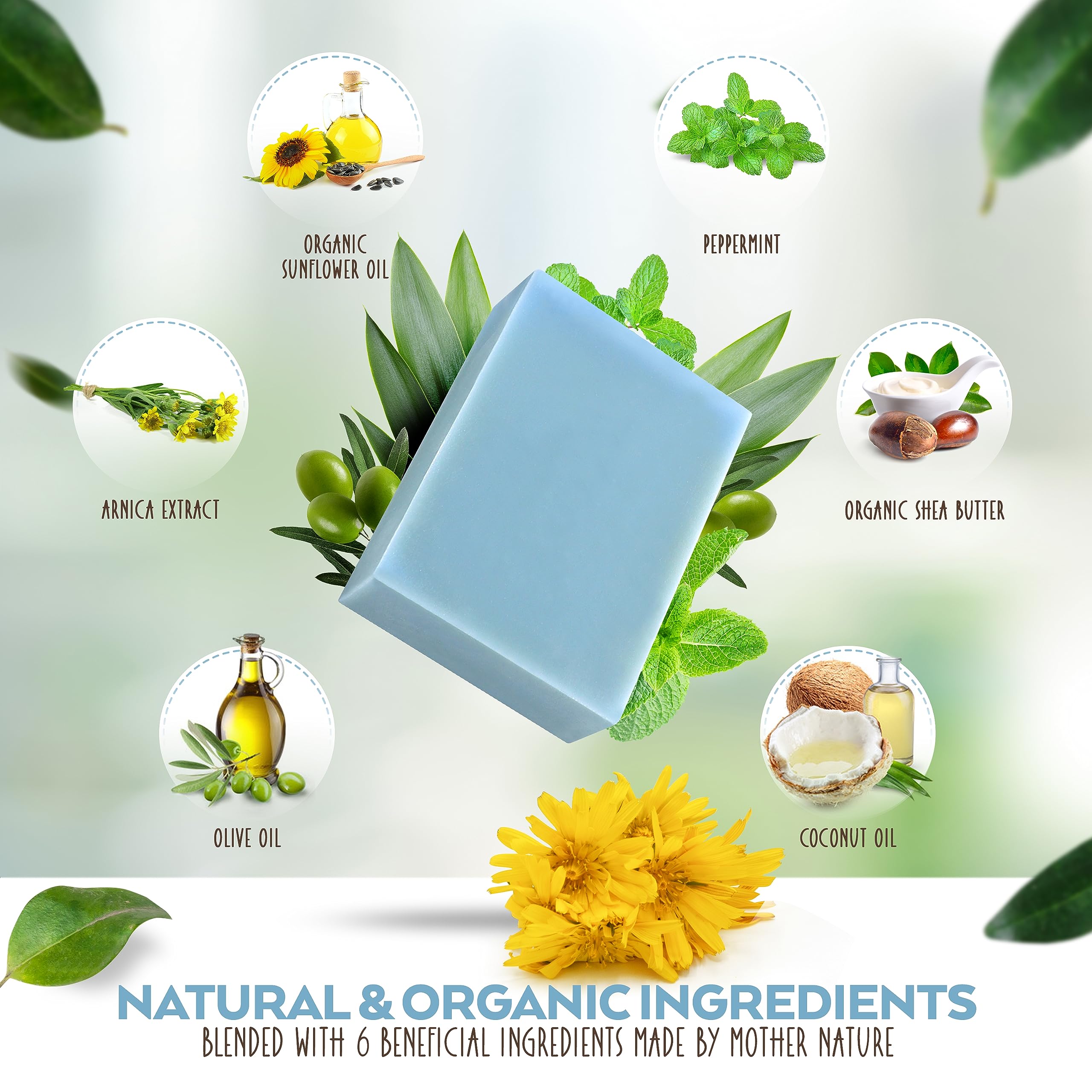 Aspen Kay Naturals Vegan Arnica & Mint Soap with Olive Oil, Shea Butter & Coconut Oil - Cold Processed, Essential Oils, Palm Oil Free - For All Skin Types & Sensitive Skin - Made in USA (1 Pack) - Perfect for Daily Skincare & Relaxing Bath Time