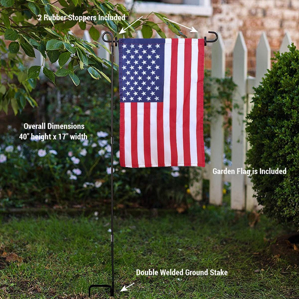 Minnesota Gophers Garden Flag Stand & USA Flag Pole Holder Set - Durable Outdoor College Team Banner Display for Yard, Porch, and Tailgating