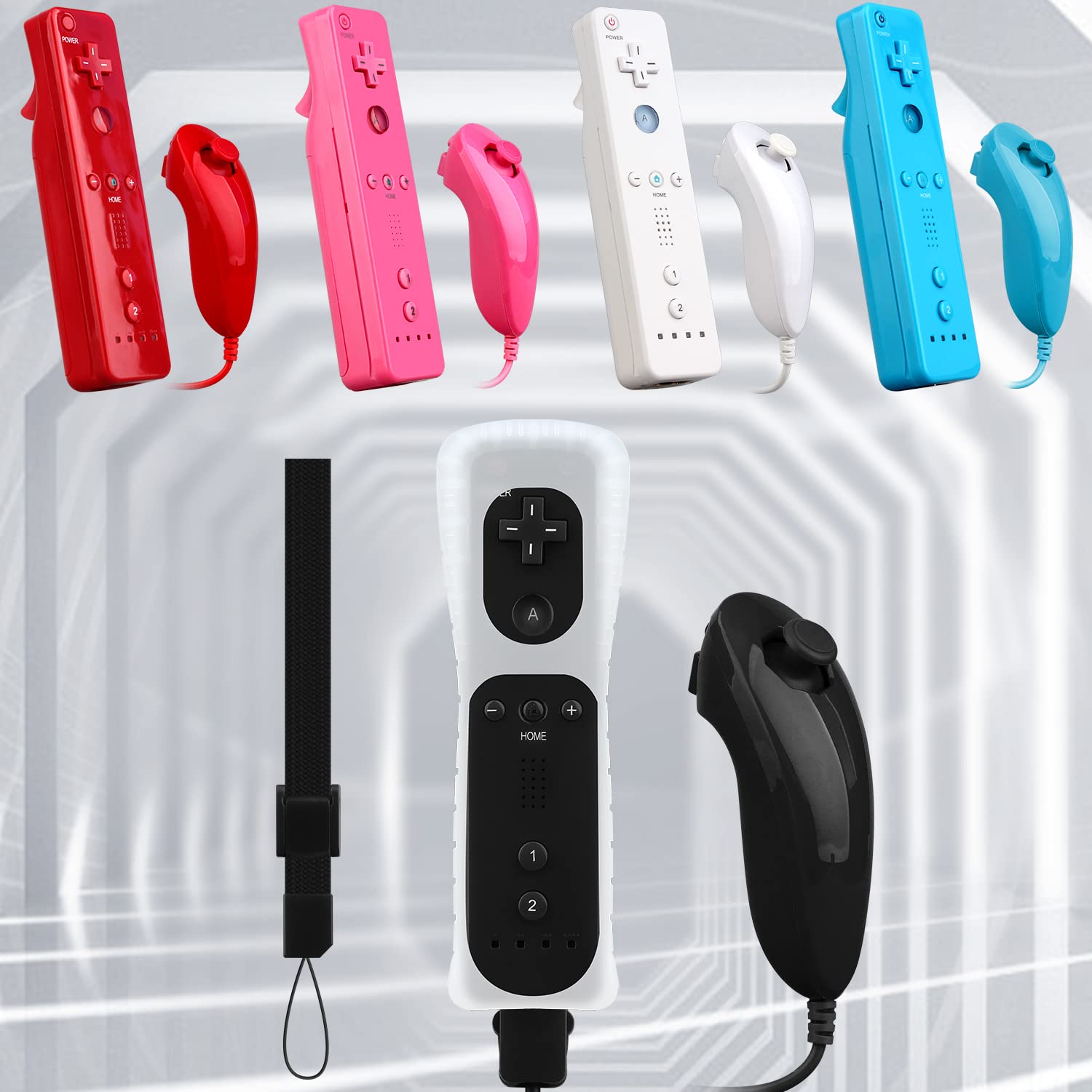 OSTENT Motion Sensor Remote Controller & Wired Nunchuck Combo for Nintendo Wii - Black | Wireless Gaming Accessories for Wii Sports, Mario Kart & Family Game Night