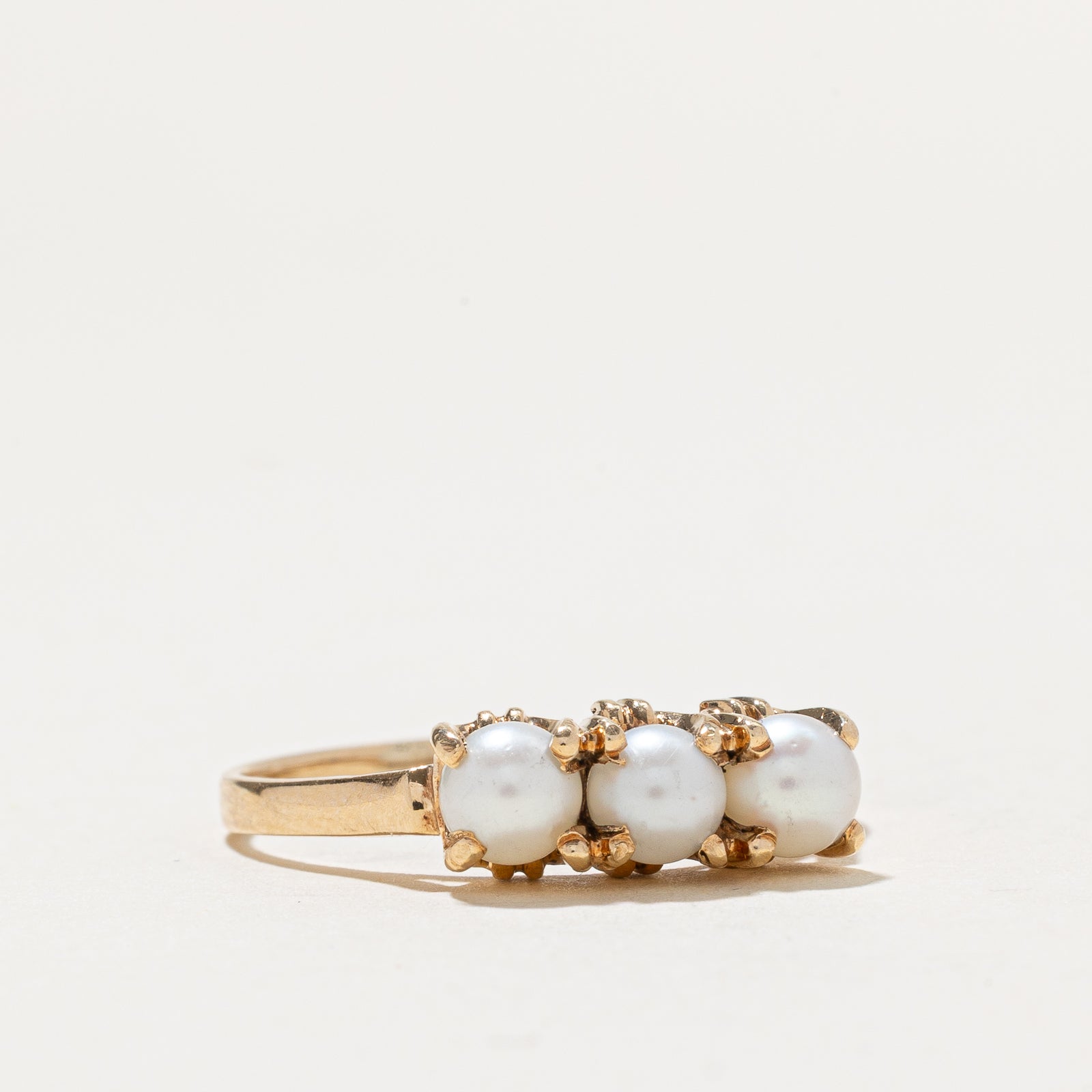Three Stone Pearl Ring - Size 9 | Elegant Pearl Jewelry for Women, Perfect for Weddings, Anniversaries & Special Occasions