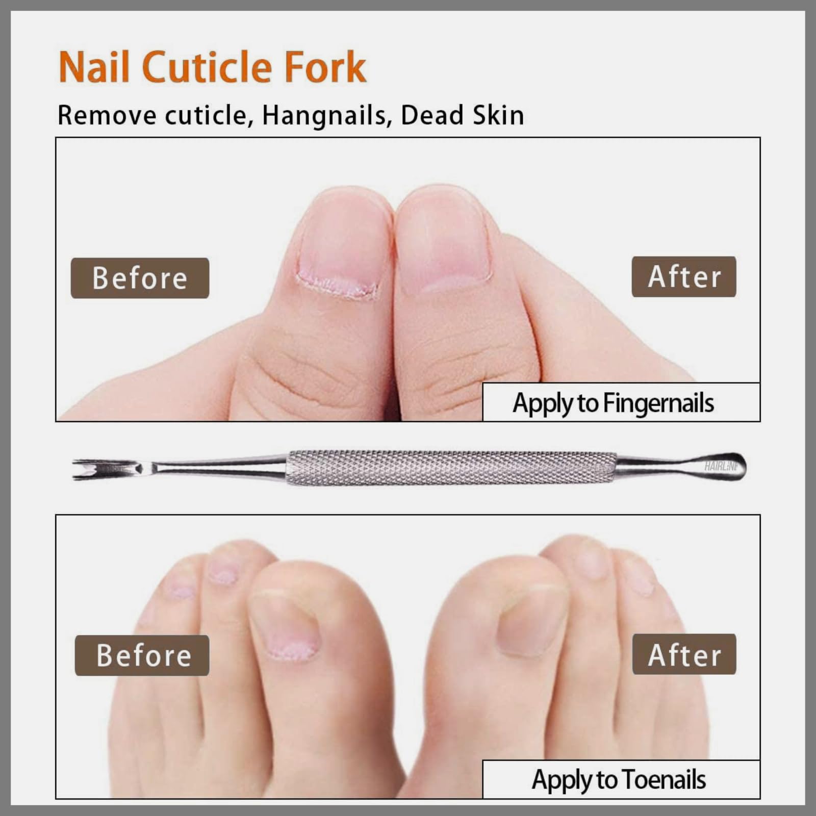 Professional Stainless Steel Dual Head V-Shaped Cuticle Pusher - Nail Care Tool for Home Salon & Nail Shop - Manicure & Pedicure Kit for Men & Women - Perfect for DIY Nail Care, Professional Grooming & Spa Treatments