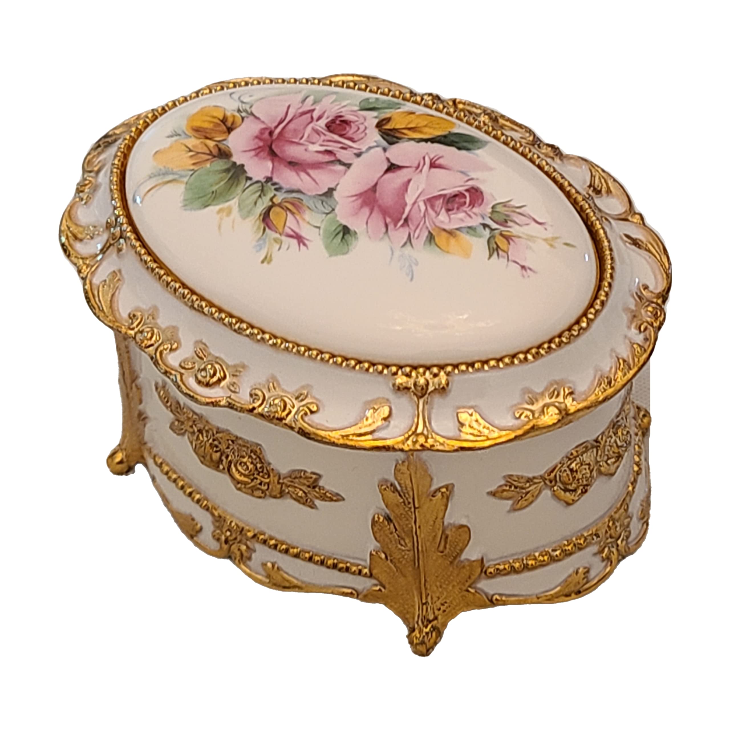 Elegant Floral Music Jewelry Box with Oval Design - Plays 'Candle in the Wind' | Perfect for Gift Giving, Home Decor & Jewelry Storage