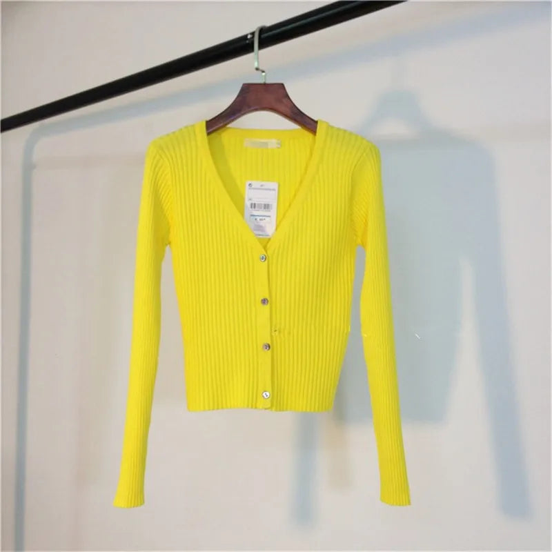 Patchwork Long Sleeve Button-Up Knit Sweater for Women - Cozy Fall & Winter Fashion - Perfect for Casual Outings and Office Wear
