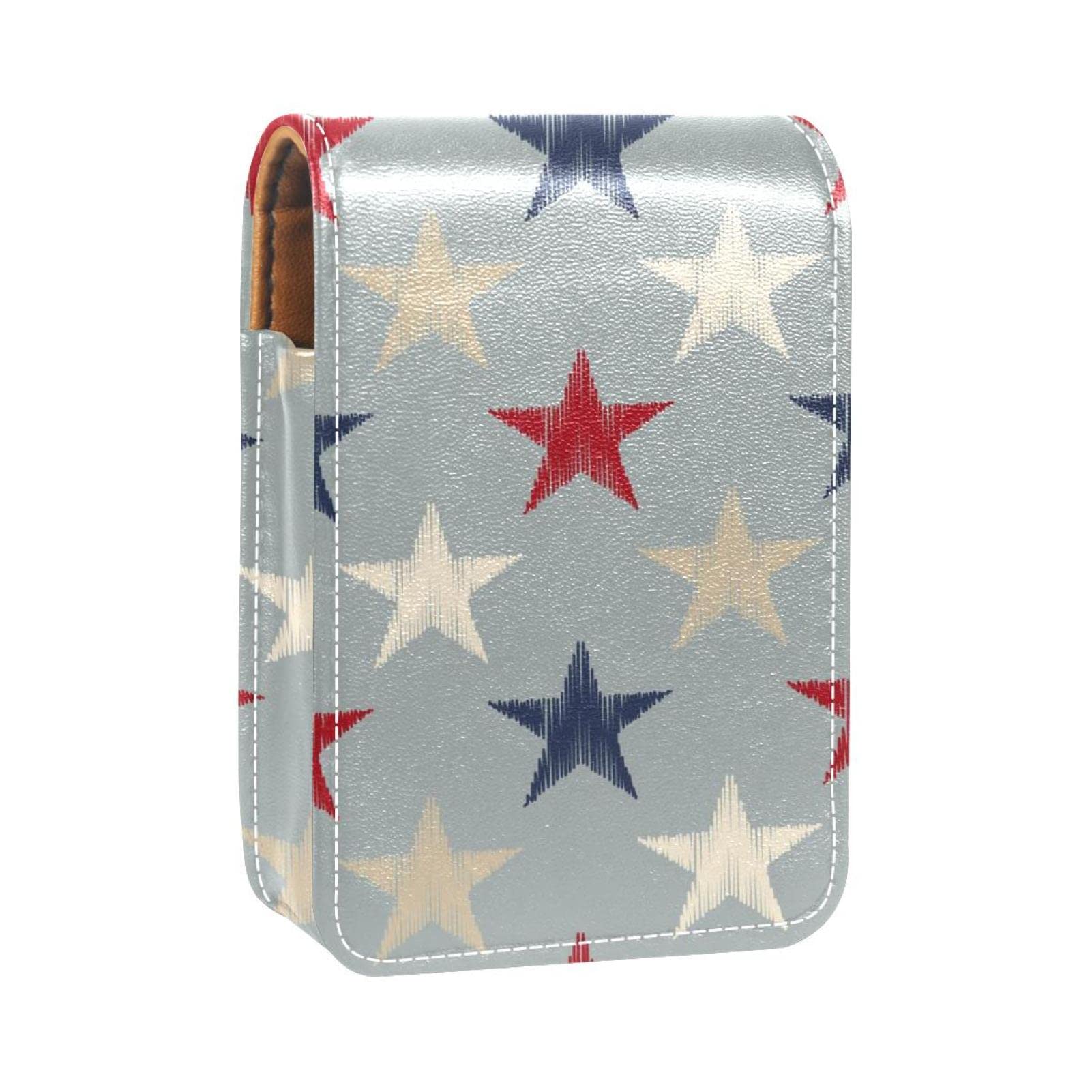 Personalized Lipstick Case - Portable Makeup Bag & Cosmetic Pouch Organizer with Geometric Retro Stars Pattern - Perfect for Travel, Home Storage, and Gift Giving