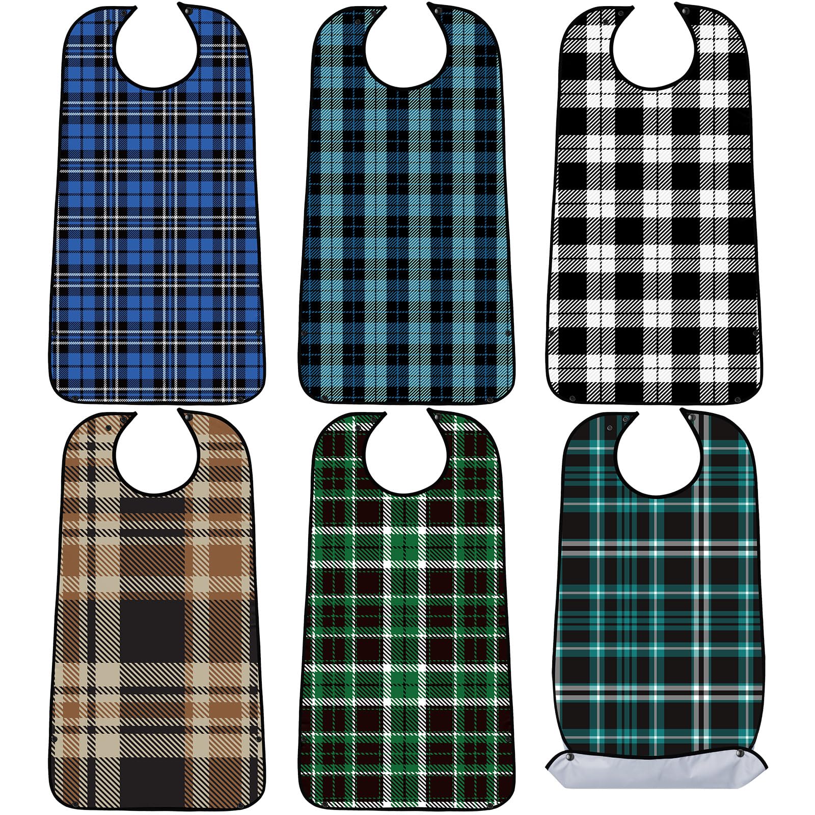 SATINIOR 6 Pack Adult Bibs for Men & Elderly - Waterproof, Washable, Crumb Catcher Eating Bibs - Ideal Clothing Protector for Dining, Nursing Homes, or as Thoughtful Father's Day Gifts