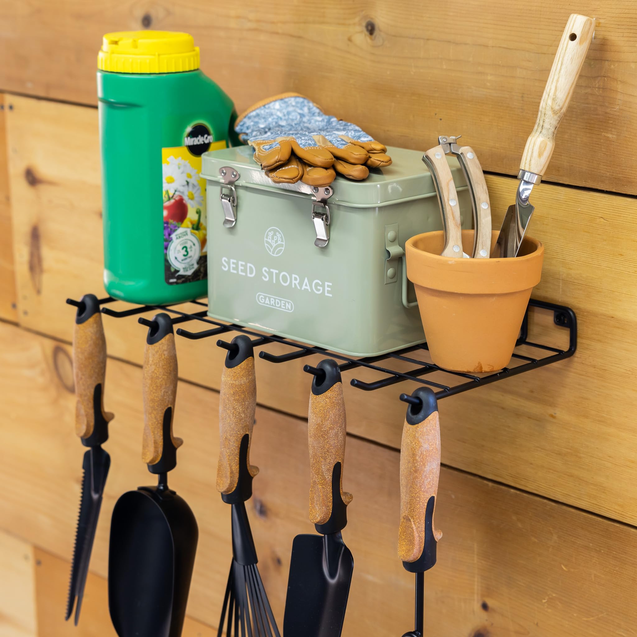 StoreYourBoard Wall Mount Gardening Tool Organizer - Heavy Duty Storage Shelf for Garden Scissors, Pruners, Shears & Supplies (40 lb Capacity) | Perfect for Garage, Shed & Outdoor Tool Organization