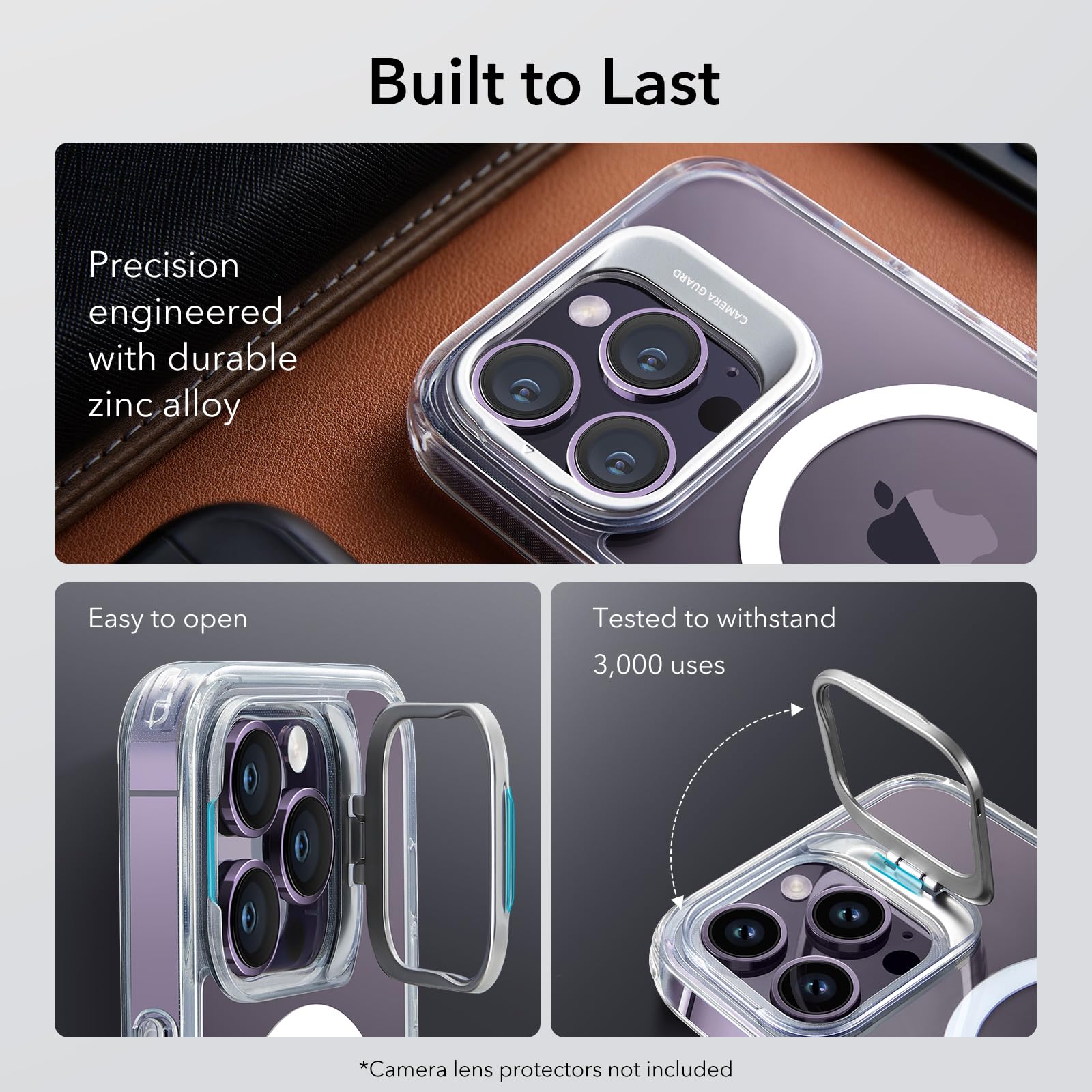 ESR Magnetic Case for iPhone 14 Pro (6.1 inch) - Military-Grade Protection, Built-in Camera Ring Stand & Kickstand, Scratch-Resistant Clear Cover - Perfect for Work, Travel & Everyday Use
