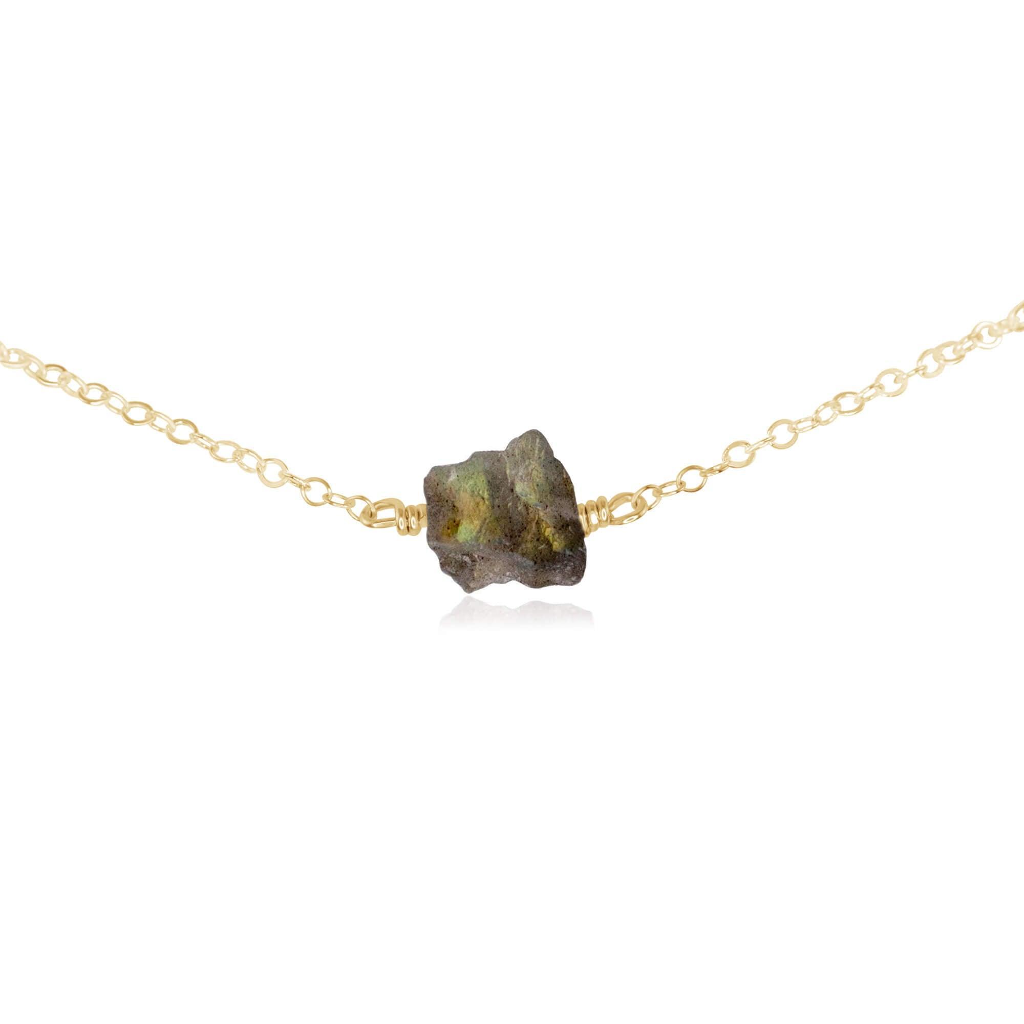Natural Raw Labradorite Crystal Nugget Choker Necklace | Healing Stone Jewelry for Women | Perfect for Boho Fashion, Meditation & Energy Work