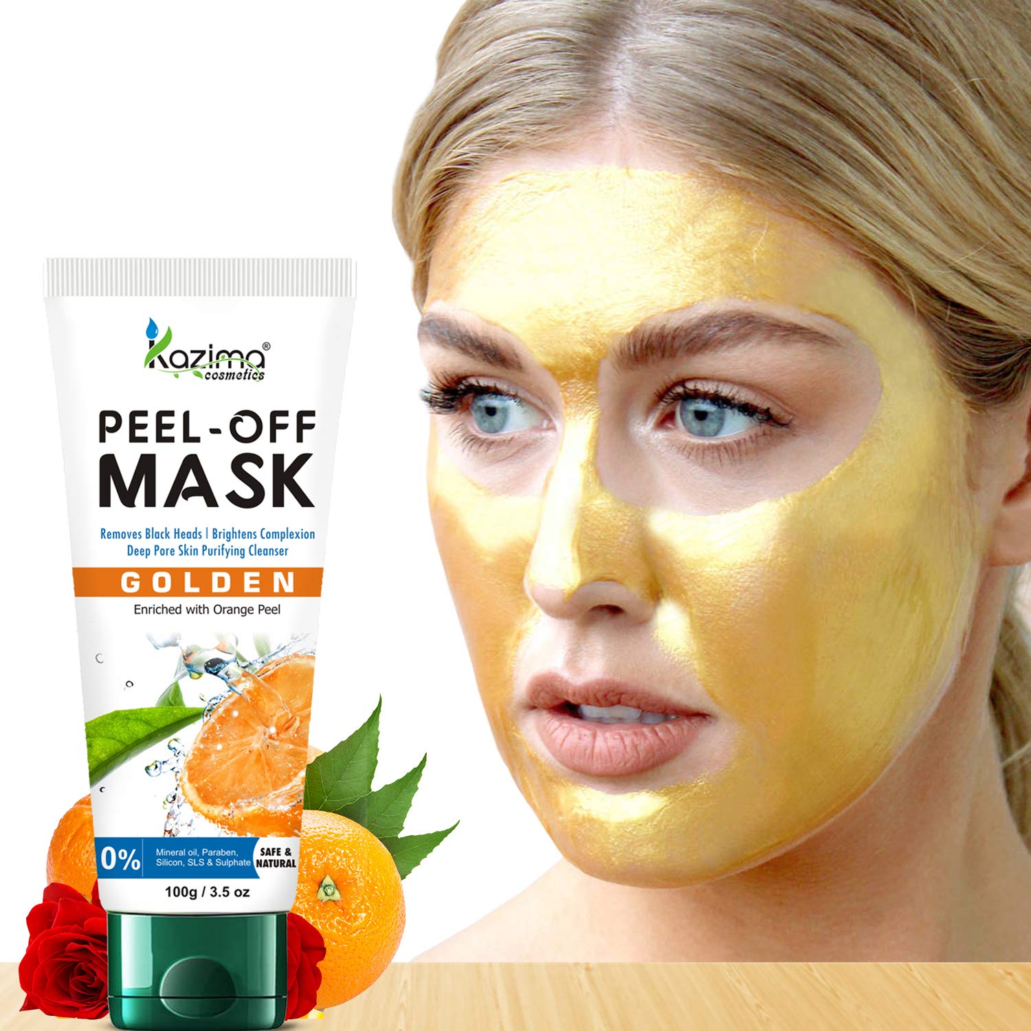 KAZIMA Golden Peel Off Mask - 100g Deep Cleansing Facial Mask for Blackhead Removal, Pore Minimizing & Skin Brightening | Perfect for Acne-Prone & Oily Skin Care Routine