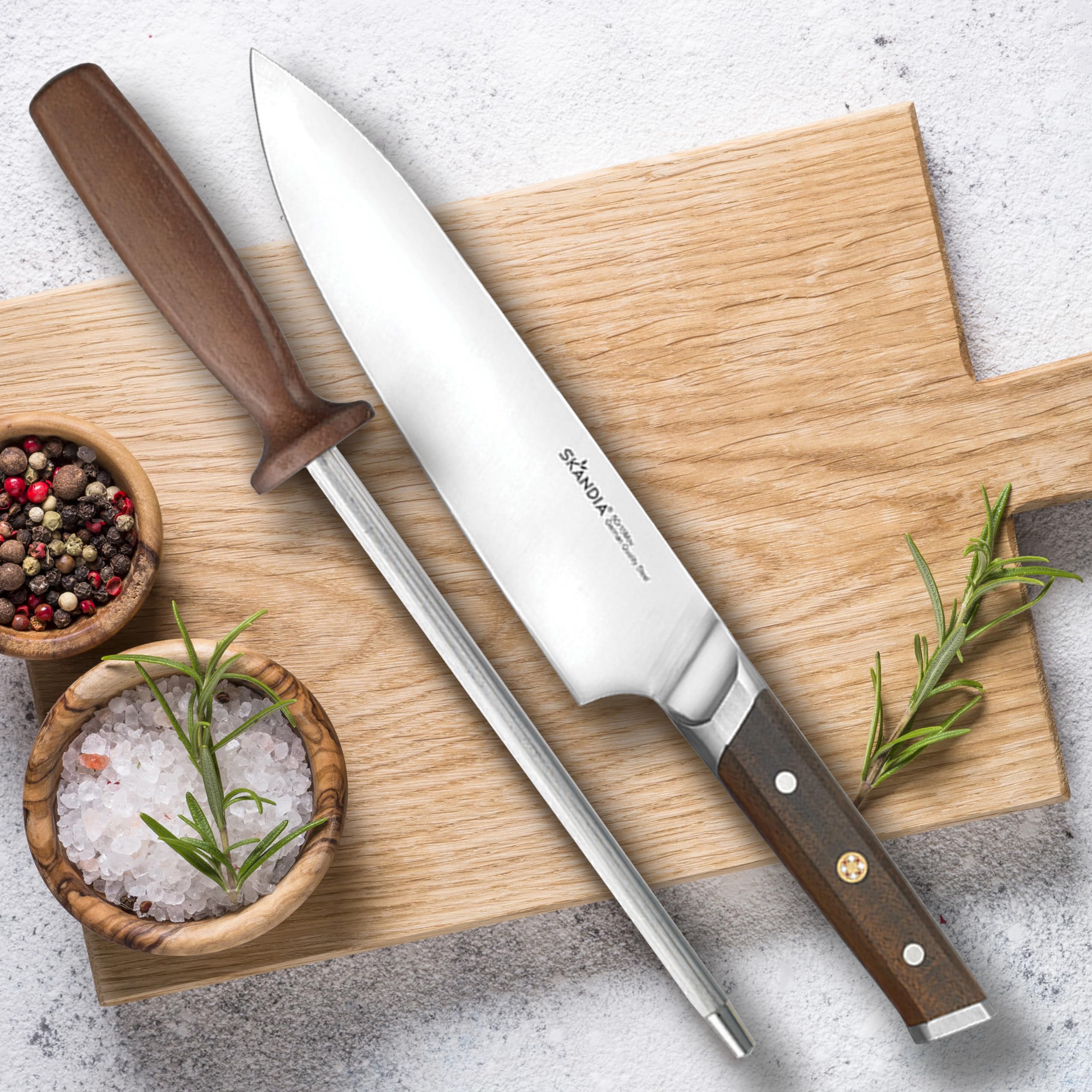 Hampton Forge Harley 14-Piece Knife Block Set - Premium Stainless Steel Kitchen Knives with Wooden Stand - Perfect for Home Chefs & Cooking Enthusiasts