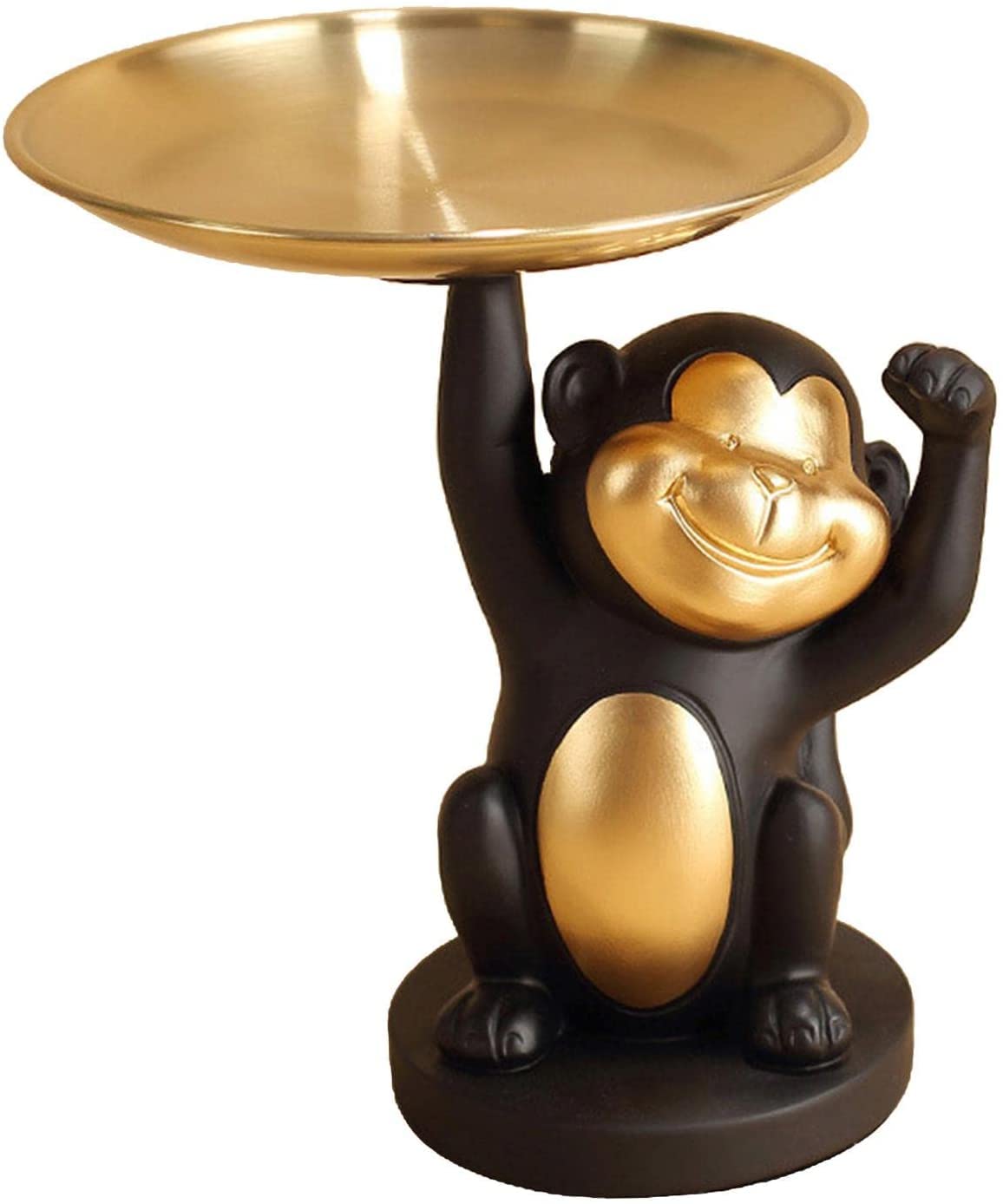 Bddalpke Resin Monkey Tray - Modern Nordic Animal Statue Storage Tray for Snacks, Candy & Decor | Unique Home, Office & Hallway Decoration Gift (Black) | Perfect for Coffee Table, Entryway & Desk Organization