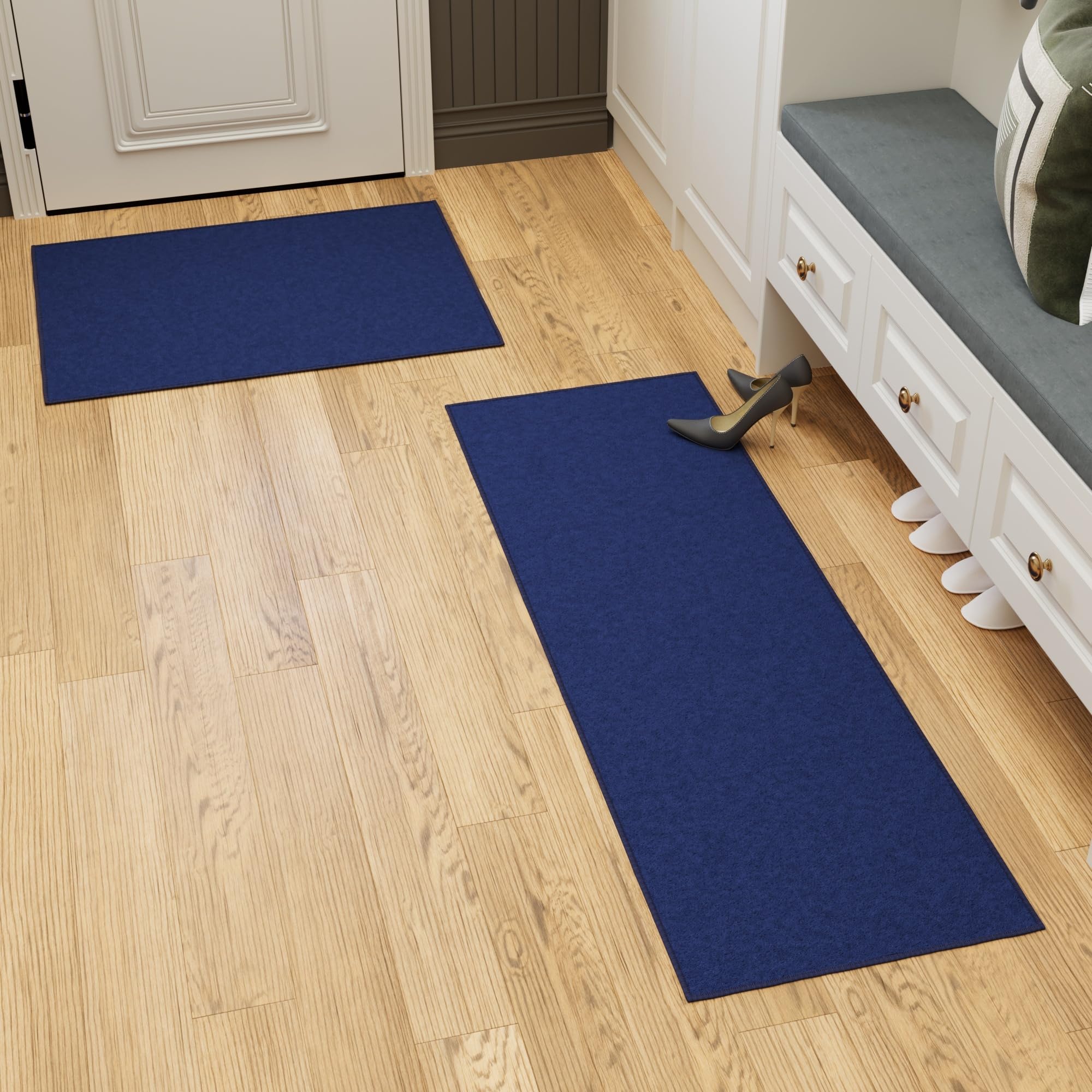 Ottomanson Non-Slip 2-Piece Kitchen Rug Set - Durable Stain-Resistant Runner (20