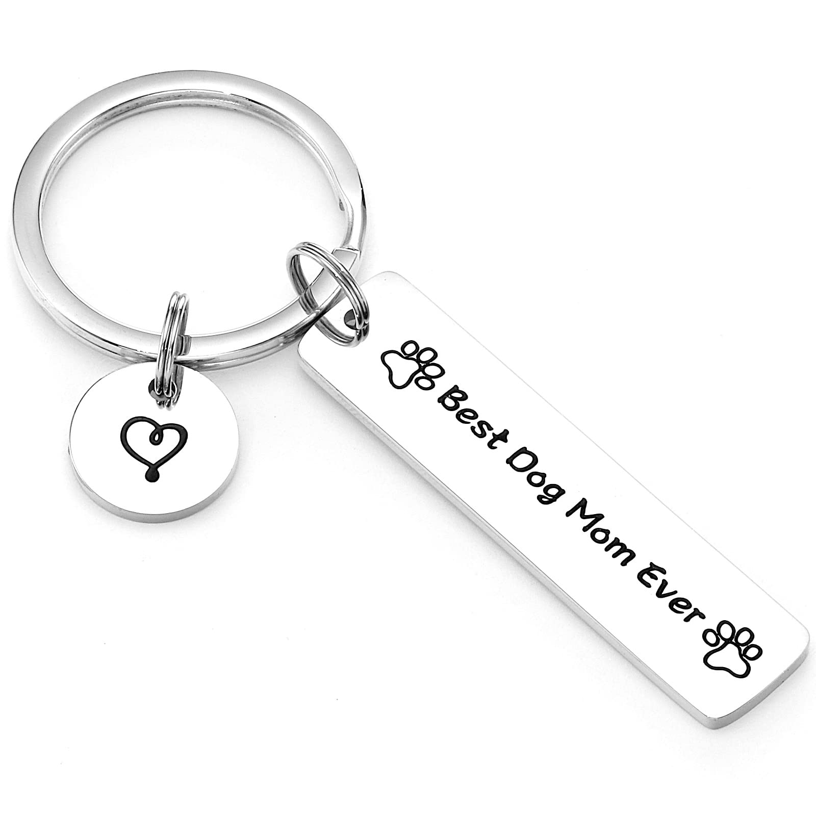 Kivosliviz Dog Mom Keychain - Best Dog Mom Ever Gift for Animal Lovers - Perfect for Pet Moms, Dog Walks, and Everyday Carry
