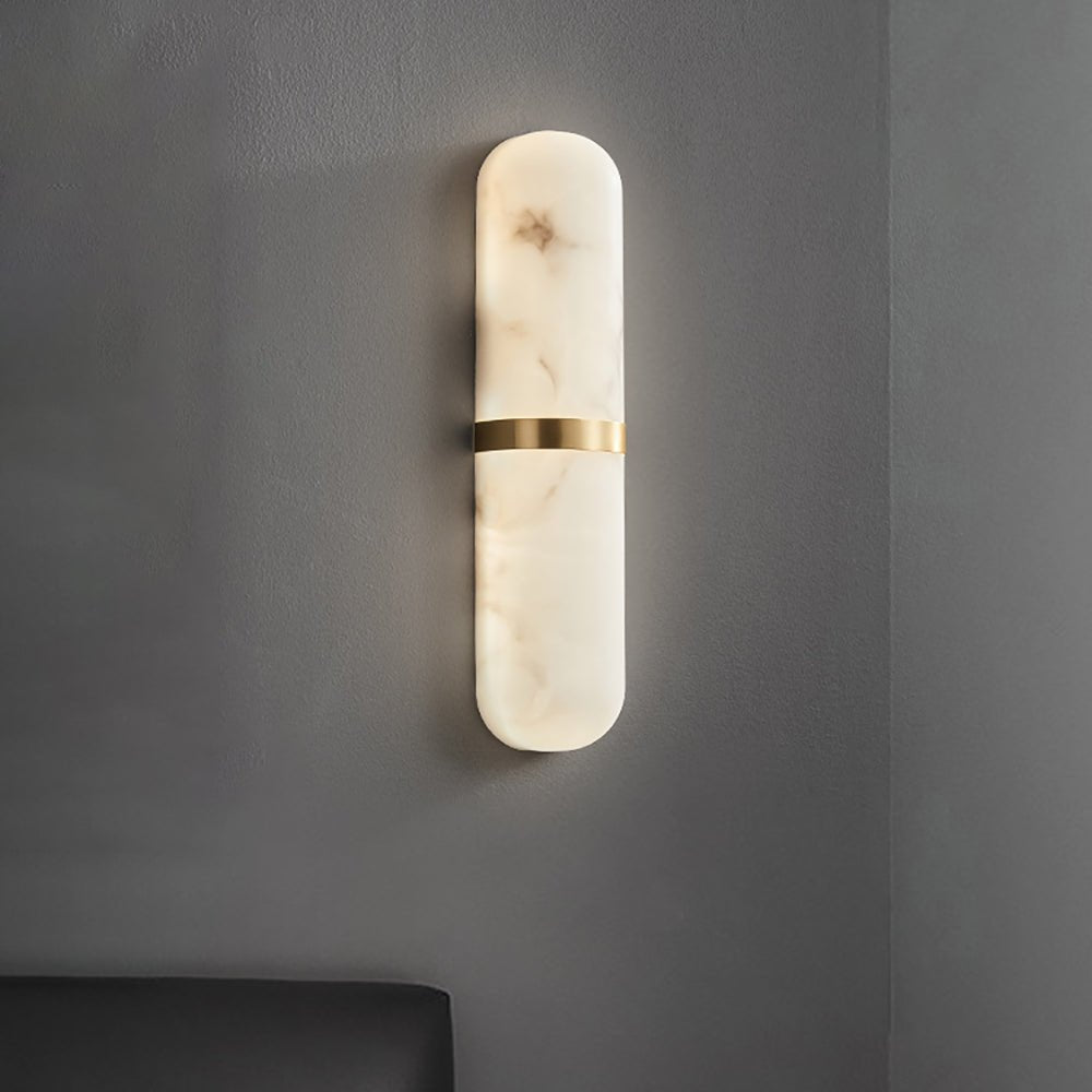 Alabaster Pill Wall Light - Modern LED Sconce for Bedroom, Living Room & Hallway - Dimmable Soft White Lighting for Home Decor