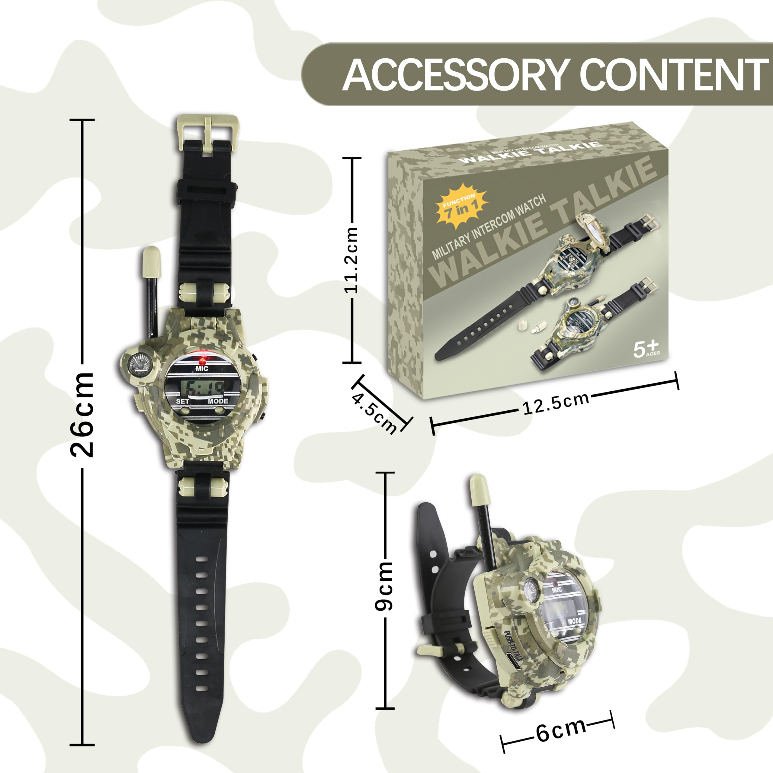 Kids Walkie Talkie Watches - Rechargeable Two-Way Radio with Flashlight | Spy & Army Toy Gift for Boys & Girls | Outdoor Adventure Game (2 Pack) - Perfect for Camping, Hiking, and Backyard Play