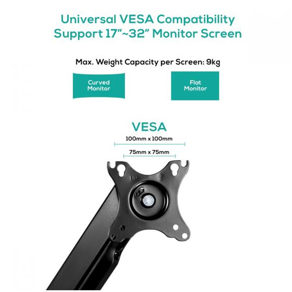 Activiva 17-32 Inch Dual Monitor Gas Spring Mount Stand with Steel Arm - Perfect for Home Office, Gaming Setup & Workspace Ergonomics