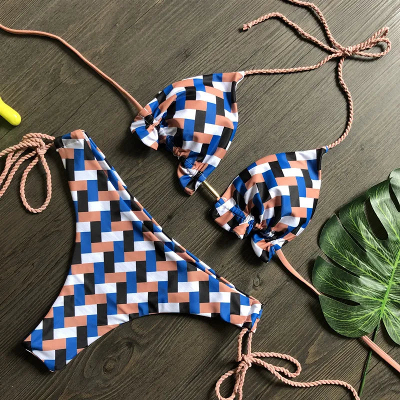 **10 Colors Sexy Push Up Bikini Set for Women - Halter Brazilian Thong Swimsuit Beachwear - Perfect for Pool, Beach, Vacation & Summer Outfits**