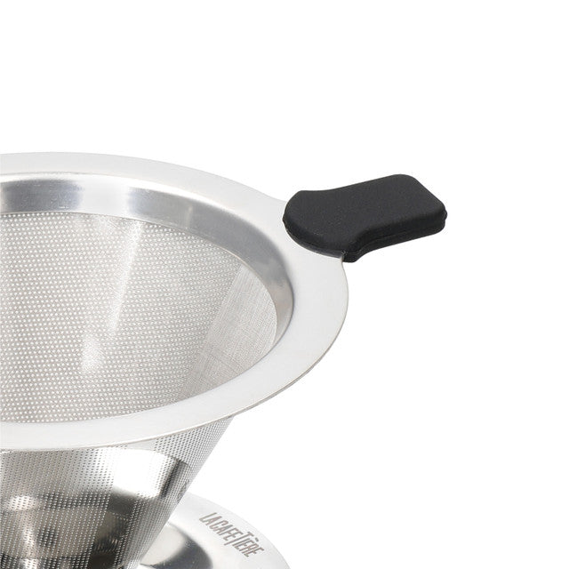 Premium Stainless Steel Pour Over Coffee Dripper - Barista Style Coffee Maker for Home & Office Brewing - Perfect for Single Serve Pour Over Coffee, Camping & Travel