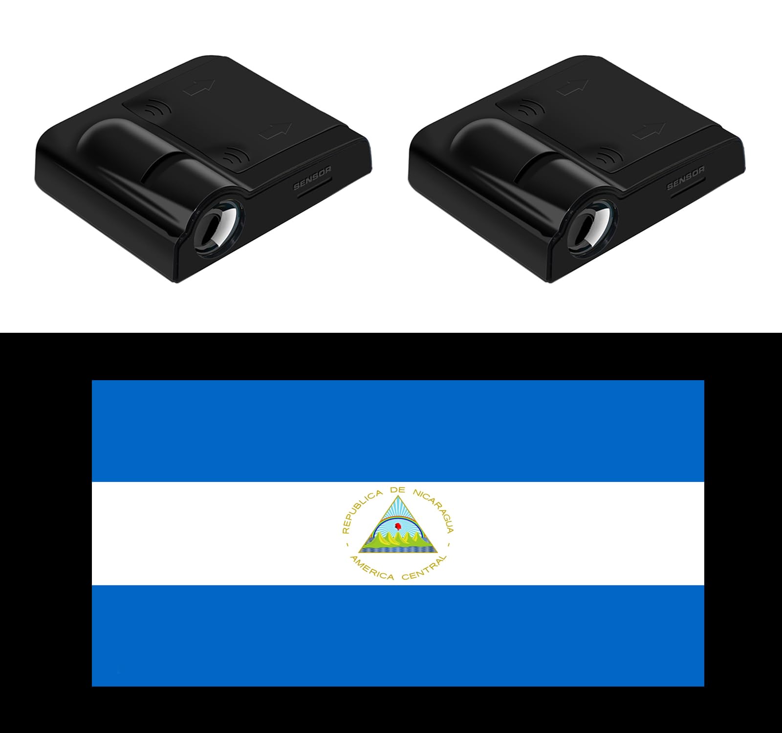 2Pcs Nicaragua Flag Car Door Lights - HD Ghost Shadow Welcome Lamp with Logo Projector for Cars | Perfect for Patriotic Display, Night Driving Safety, and Custom Car Decor