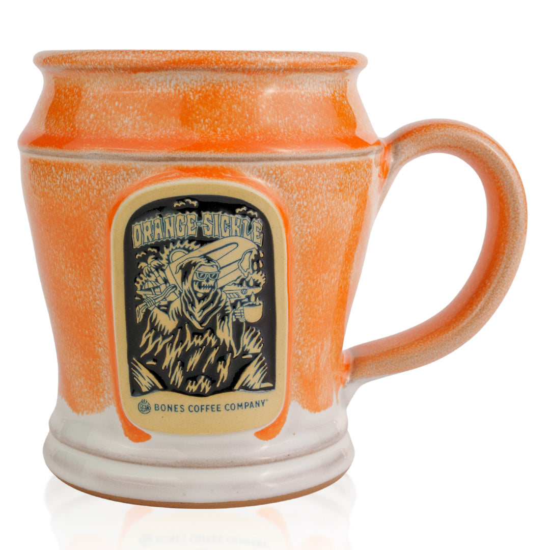 Handmade Orange Sickle Ceramic Mug - Unique Handcrafted Coffee Cup for Home, Office & Gifts - Perfect for Hot Beverages, Tea & Cozy Mornings