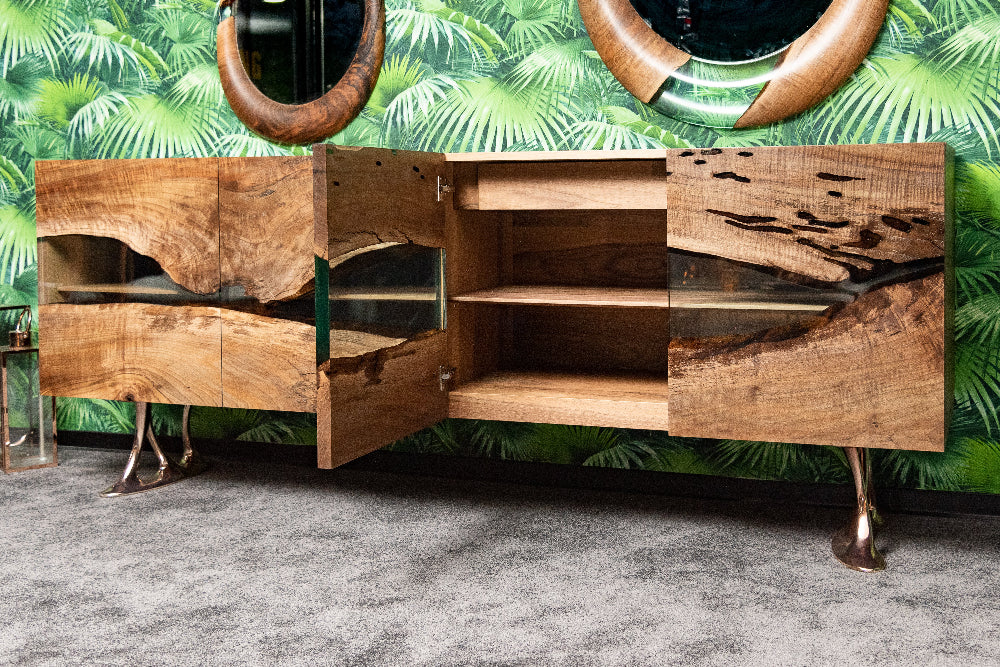 Modern Resin Credenza Sideboard Buffet for Dining Room & Living Room | Osso Collection | Stylish Storage Solution for Home Decor & Entertaining