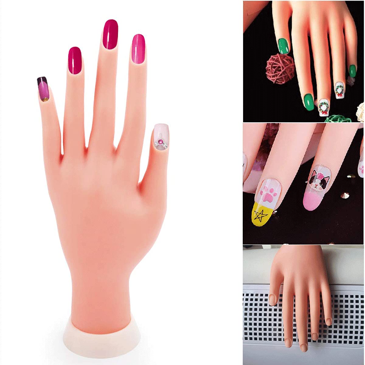 Movable Fake Fingers for Nail Art Practice - Reusable Acrylic Nail Training Hand Model | Perfect for Manicurists, Nail Technicians & DIY Nail Art Enthusiasts at Home or Salon