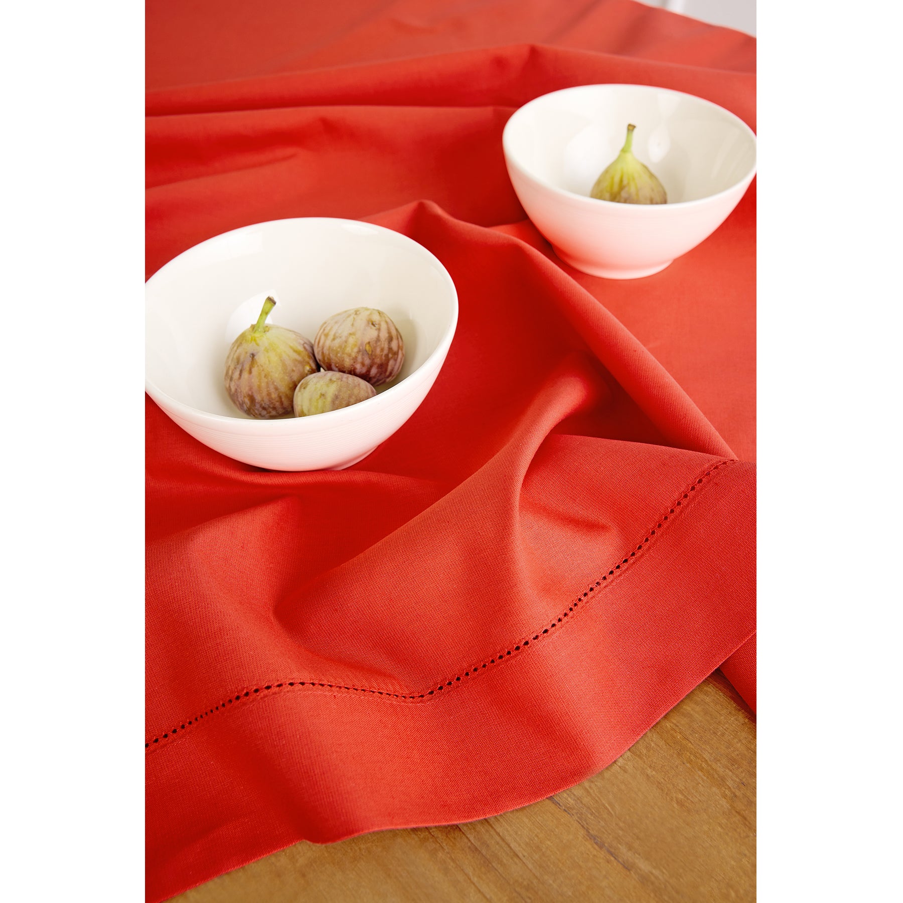 Premium Cotton Linen Hemstitch Table Throw - Elegant Decorative Table Runner for Dining Room, Wedding, Party & Home Decor