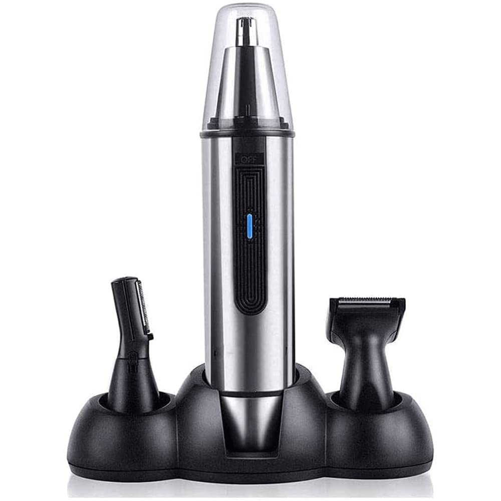 Men's Nose & Ear Hair Trimmer with Vacuum Cleaning System - Wet/Dry USB Rechargeable Grooming Kit for Personal Care at Home or Travel