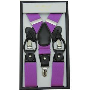 Lavender Convertible Suspenders with Clip & Button - Adjustable for Men & Women - Perfect for Formal Wear, Weddings & Vintage Outfits