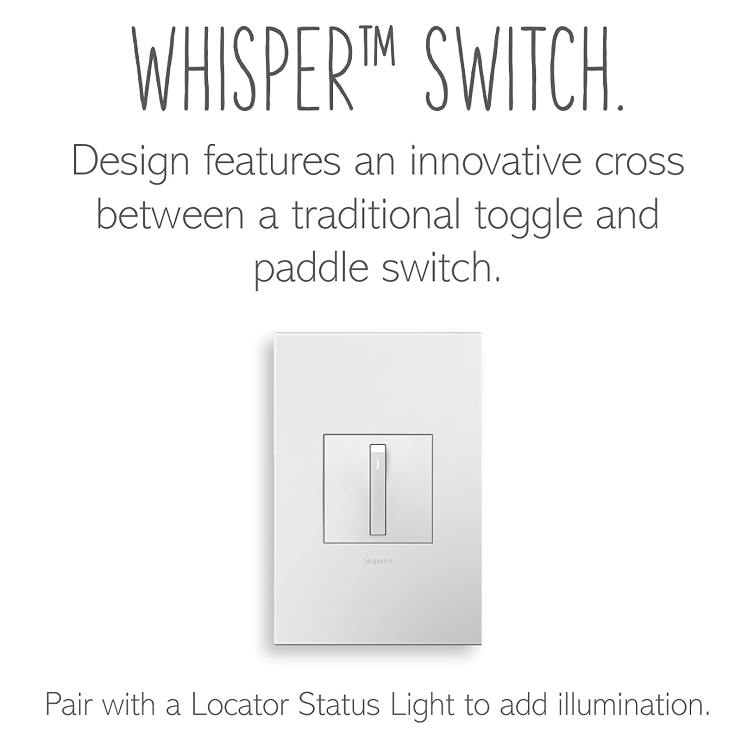 Legrand Adorne 15 Amp Whisper Single-Pole 3-Way Light Switch with Wall Plate (4-Pack, White) - ASWR1532W4WP - Quiet & Durable for Home, Office & Commercial Lighting Control