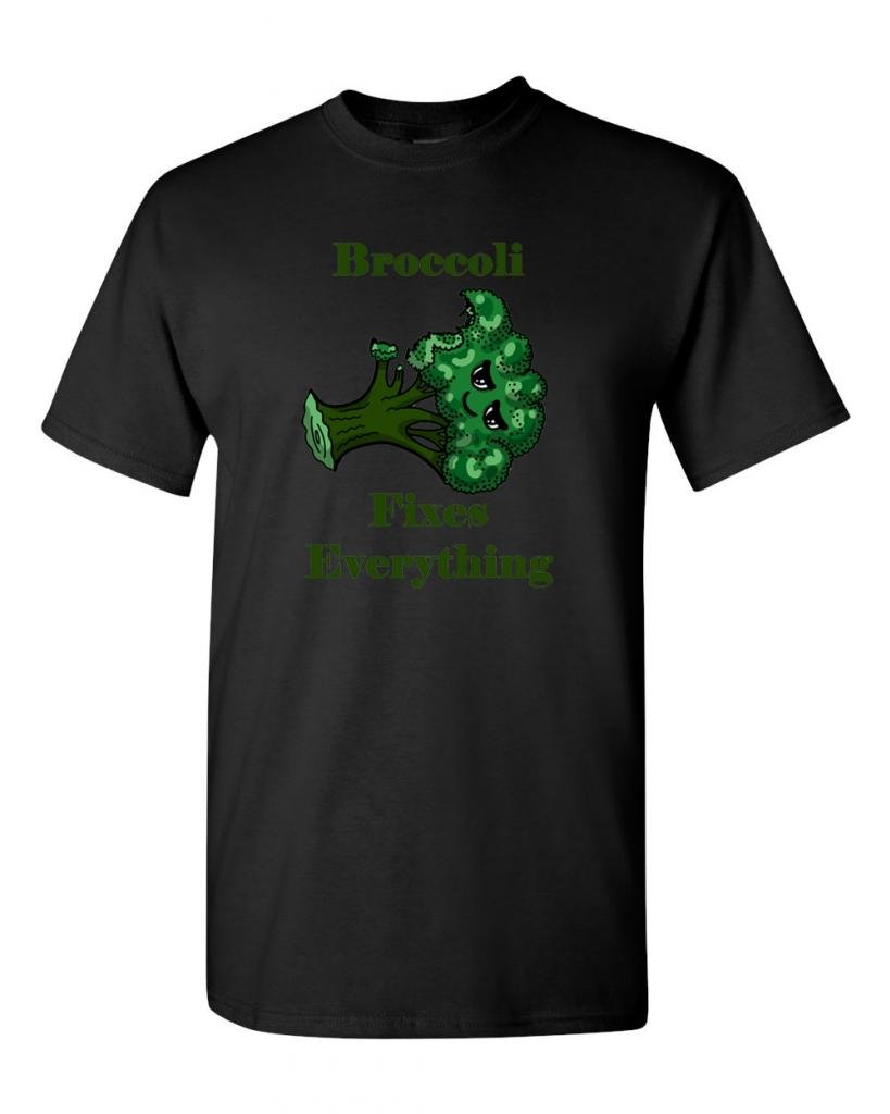 Broccoli Fixes Everything Funny Adult T-Shirt - Cool Graphic Tee for Men & Women - Perfect for Casual Wear, Gifts & Veggie Lovers
