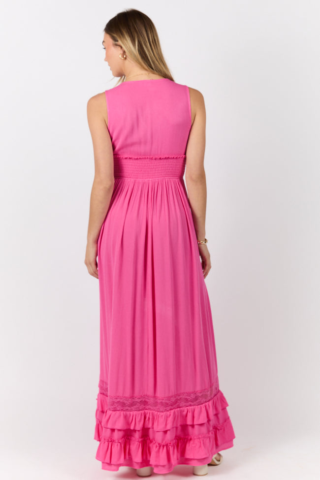 Lucky To Have You Pink Sleeveless Maxi Dress - Women's Flowy Summer Beach Dress for Vacation, Date Night & Special Occasions