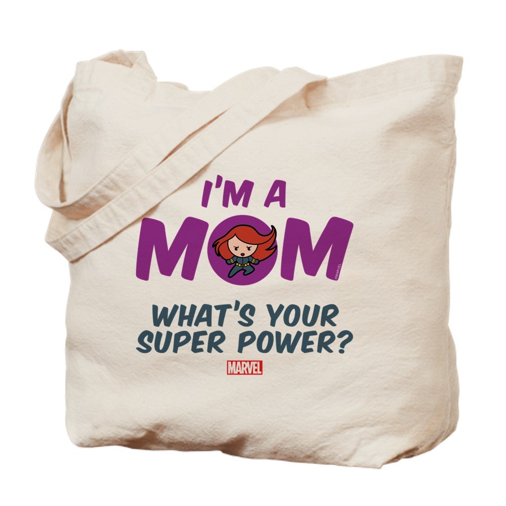 Marvel Mom Black Widow Tote Bag - Natural Canvas Reusable Shopping Bag for Women | Grocery, Beach & Work Commute