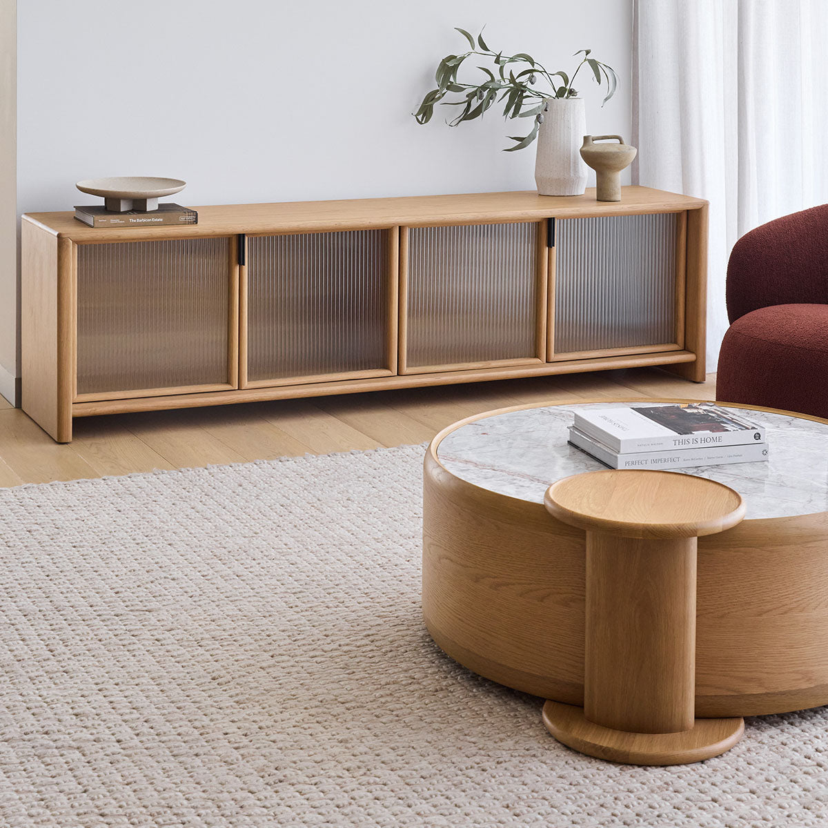 Round Coffee Table - Modern Wooden Living Room Furniture for Small Spaces | Perfect for Home, Office & Lounge Decor