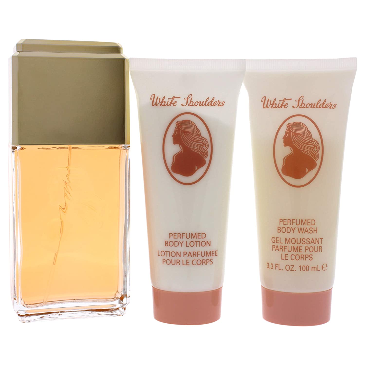 Elizabeth Arden White Shoulders 3-Piece Gift Set for Women - 4.5oz EDC Spray, 3.4oz Body Lotion & 3.4oz Body Wash | Fragrance Trio for Everyday Wear, Special Occasions & Gifting