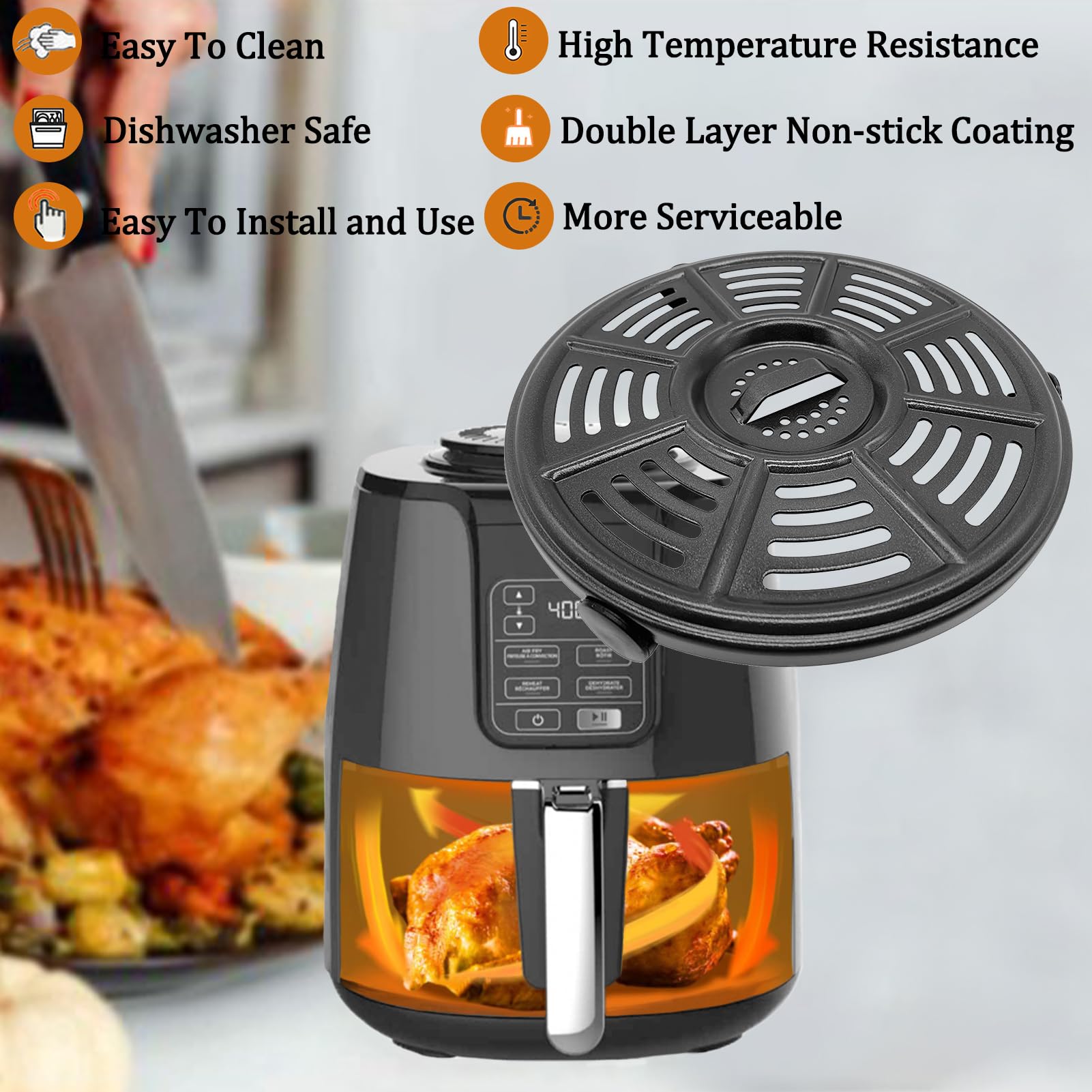 5.5QT Air Fryer Crisper Tray for Ninja AF161 5.5 Quart Air Fryers - Upgraded Nonstick Dishwasher Safe Grill Pan & Crisper Plate Rack Insert | Perfect for Healthy Cooking, Crispy Snacks & Family Meals