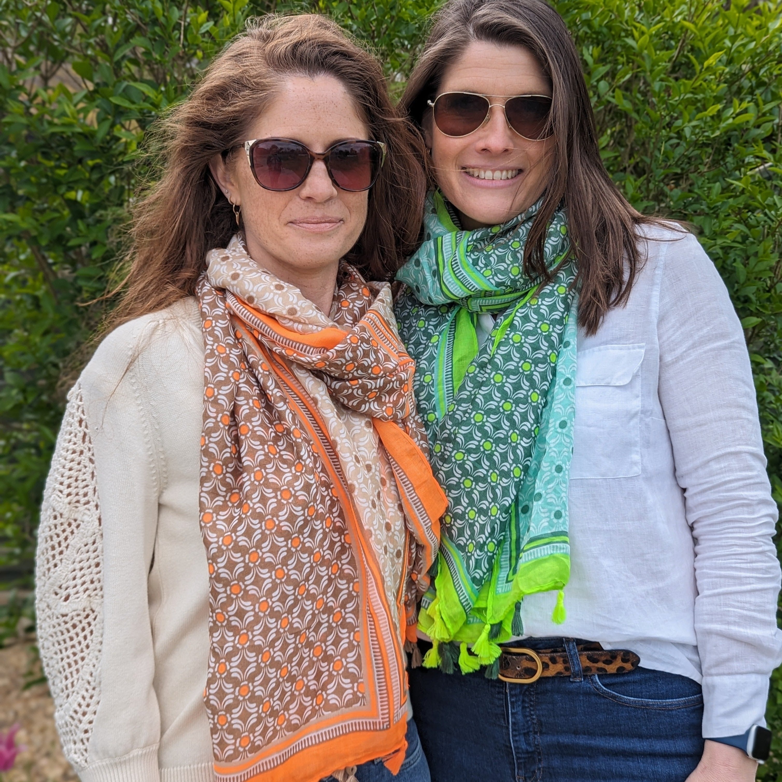 Vesta Bright Patterned Scarf - Lime Green Floral Design (90x180cm) - Lightweight Fashion Accessory for Women, Perfect for Spring Outfits, Office Wear & Travel Essentials