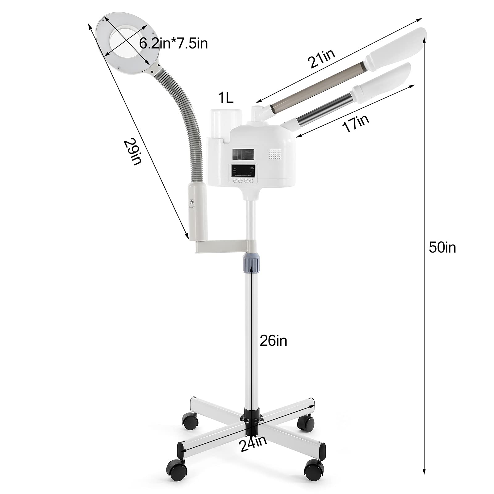 Professional 3-in-1 Facial Steamer with Hot & Cold Nozzle - 5X LED Magnifying Lamp for Estheticians | Salon & Spa Equipment | Perfect for Deep Cleansing, Hydration & Skin Treatments