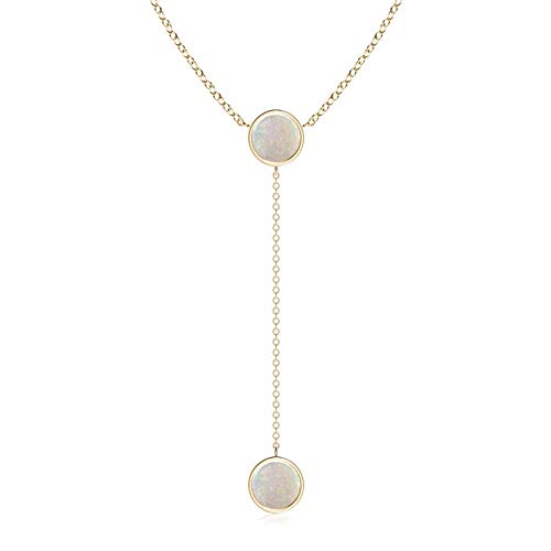 Angara Bezel-Set Round Opal Lariat Pendant Necklace - 1.5 Carat AA Quality Opal | Elegant Layered Jewelry for Women, Perfect for Weddings, Anniversaries & Special Occasions