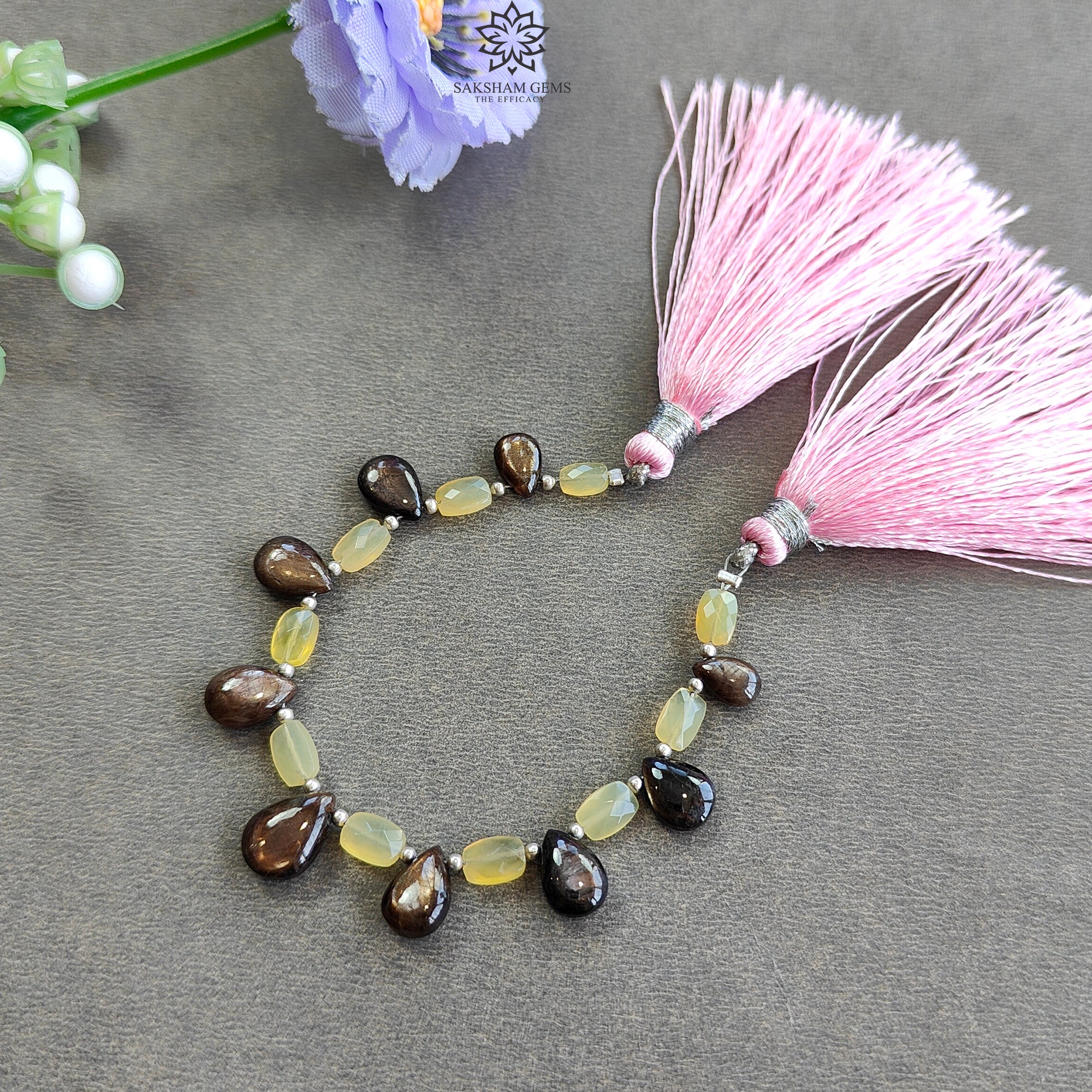 Natural Chocolate Sapphire & Opal Gemstone Checker Cut Cabochon Loose Beads (24.00cts) - Cushion & Pear Shape Faceted Beads 5.5x4mm to 10.5x7.5mm for Jewelry Making, DIY Crafts, and Beading Projects