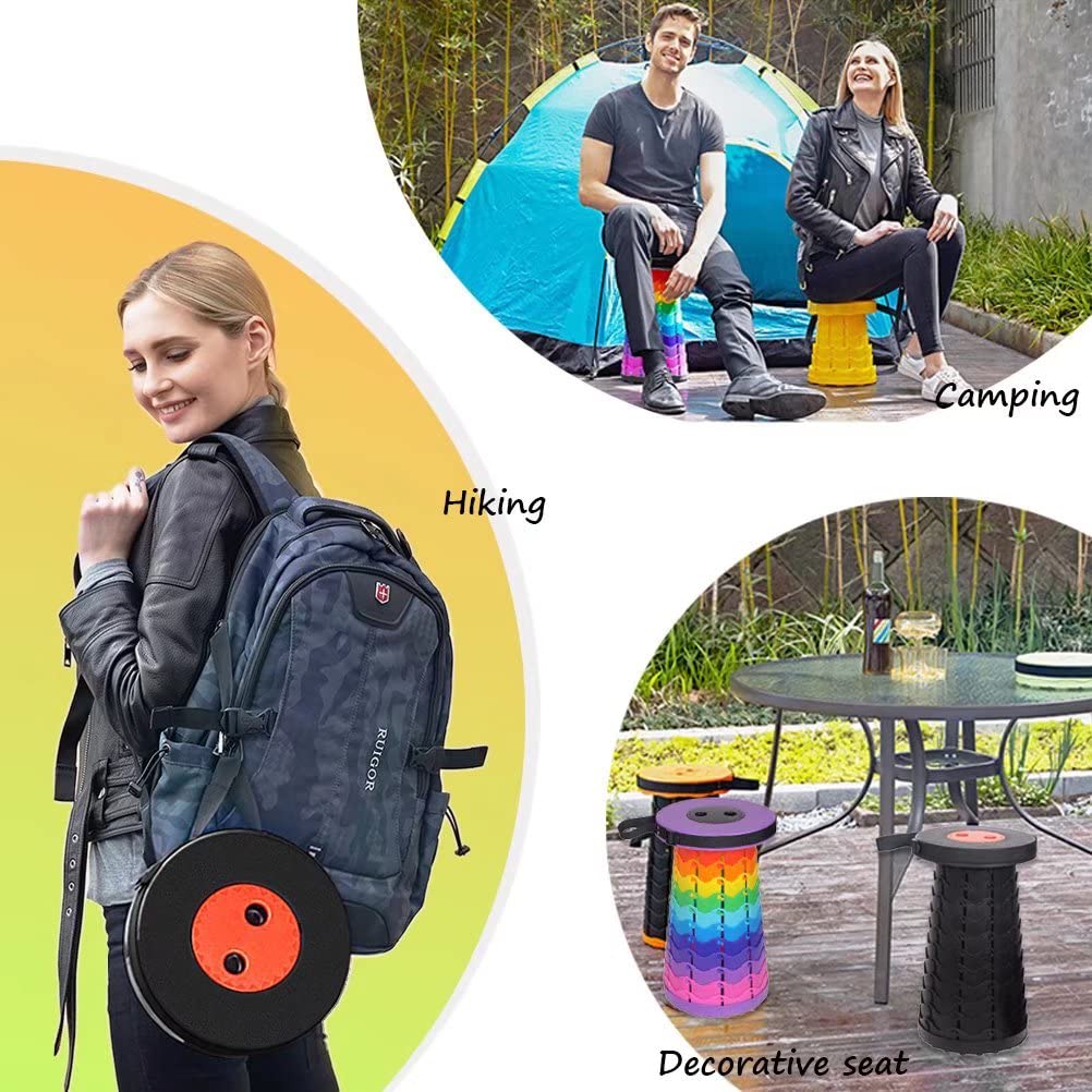 Heavy Duty Portable Telescoping Stool for Adults - 500lb Weight Capacity, Collapsible Plastic Folding Chair for Fishing, Hiking, Camping & Outdoor Travel - Compact Retractable Design for Easy Storage & Transport