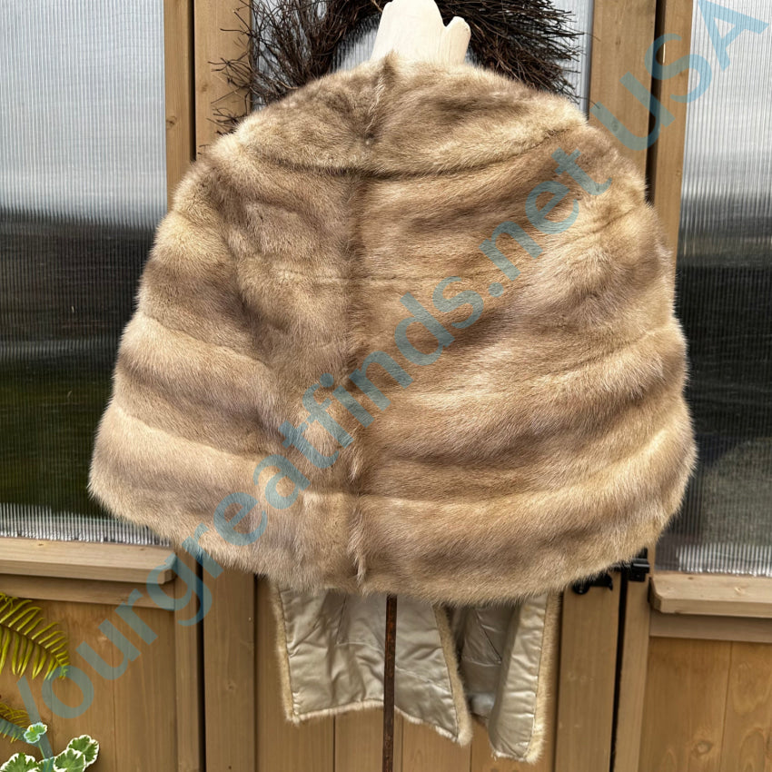 Vintage Champagne Mink Fur Stole - Elegant Women's Winter Shawl for Parties, Weddings & Special Occasions