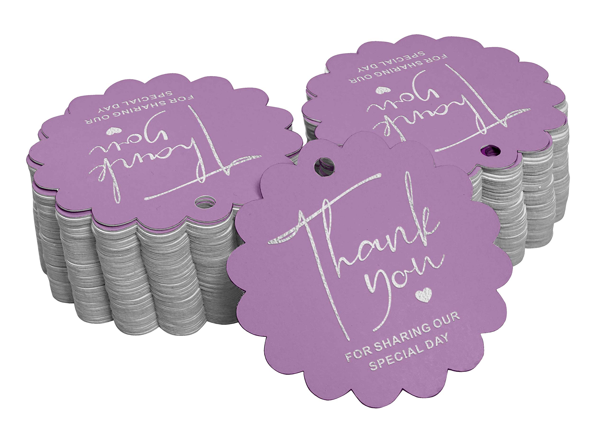 Elegant Silver Foil Thank You Tags - 50pcs Wedding, Bridal Shower, Baby Shower, Birthday & Retirement Party Favors - Perfect for DIY Invitations & Gift Decorations
