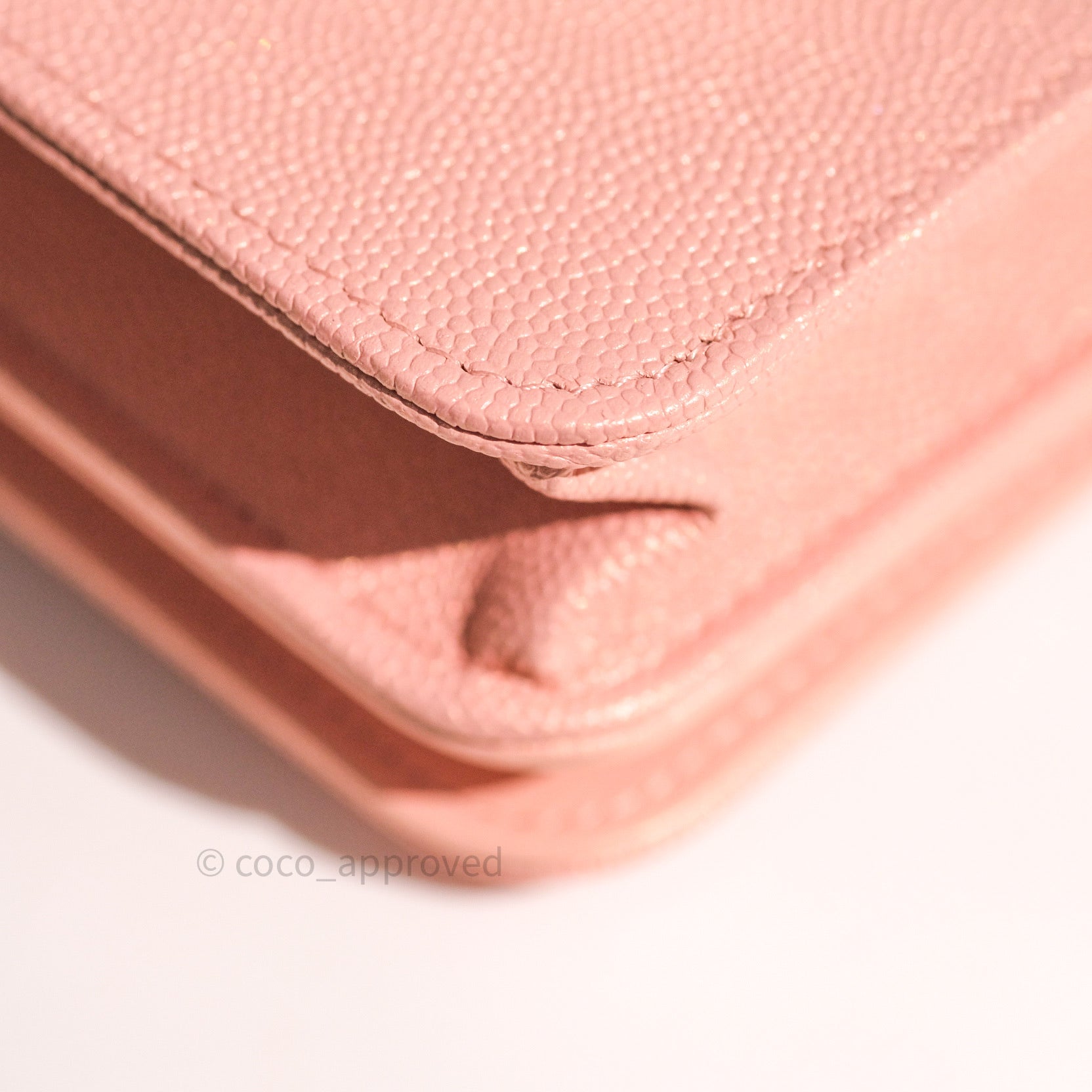 Chanel Chevron Wallet on Chain WOC Rose Gold Caviar Leather with Silver Hardware - Perfect for Evening Events & Luxury Fashion Accessories