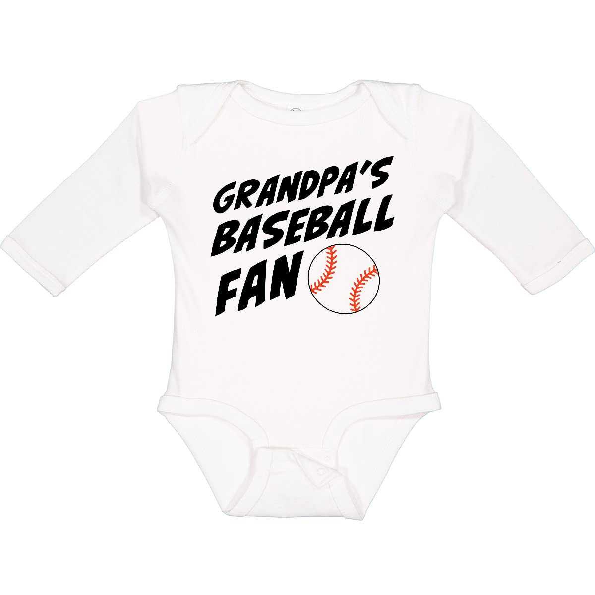 Inktastic Grandpa's Baseball Fan Long Sleeve Baby Bodysuit - Soft Cotton Creeper for Newborns & Infants - Perfect for Baseball Games, Family Photos & Casual Outings